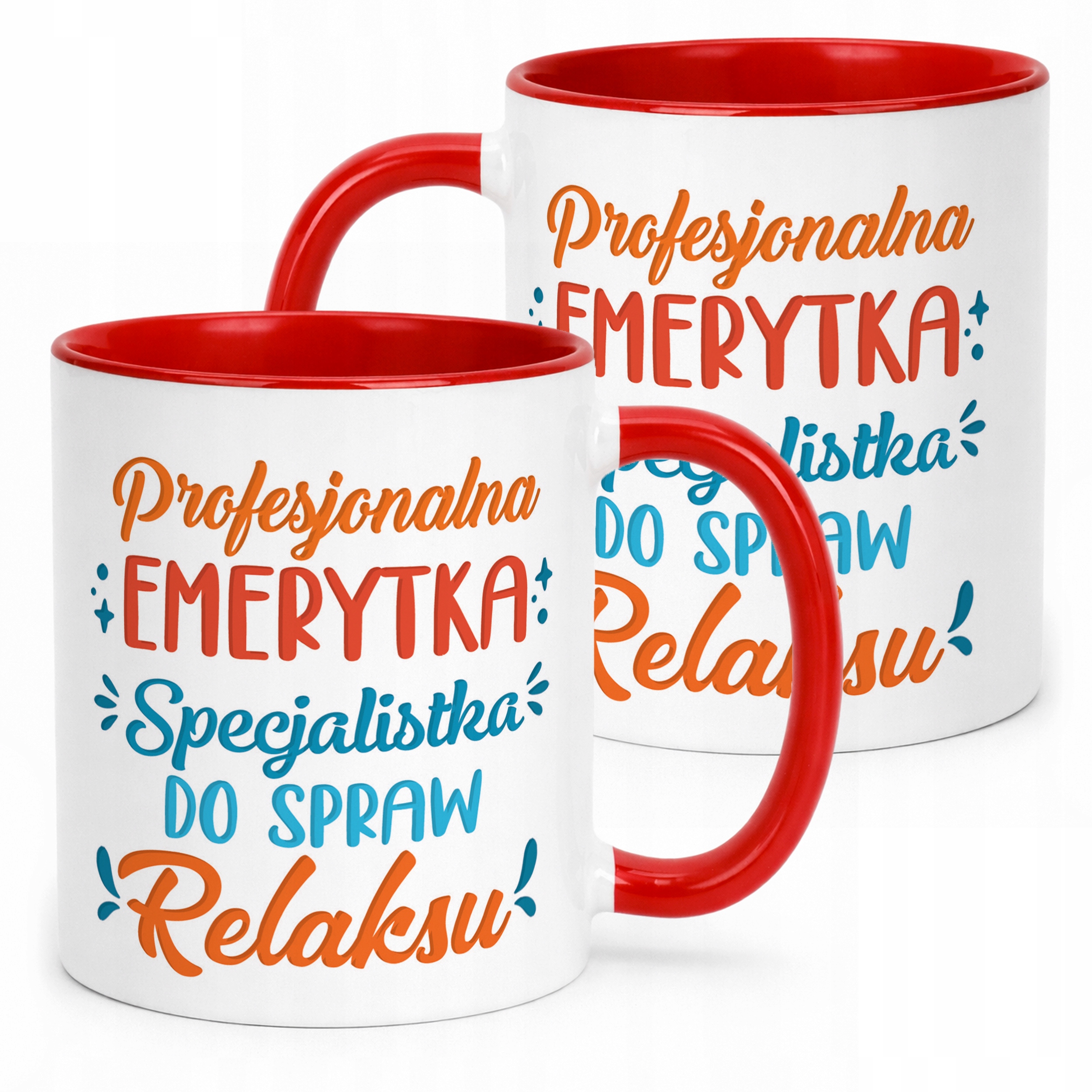 Kubek Czerwony z okazji Emerytury Dla Emerytki Prezent Upominek