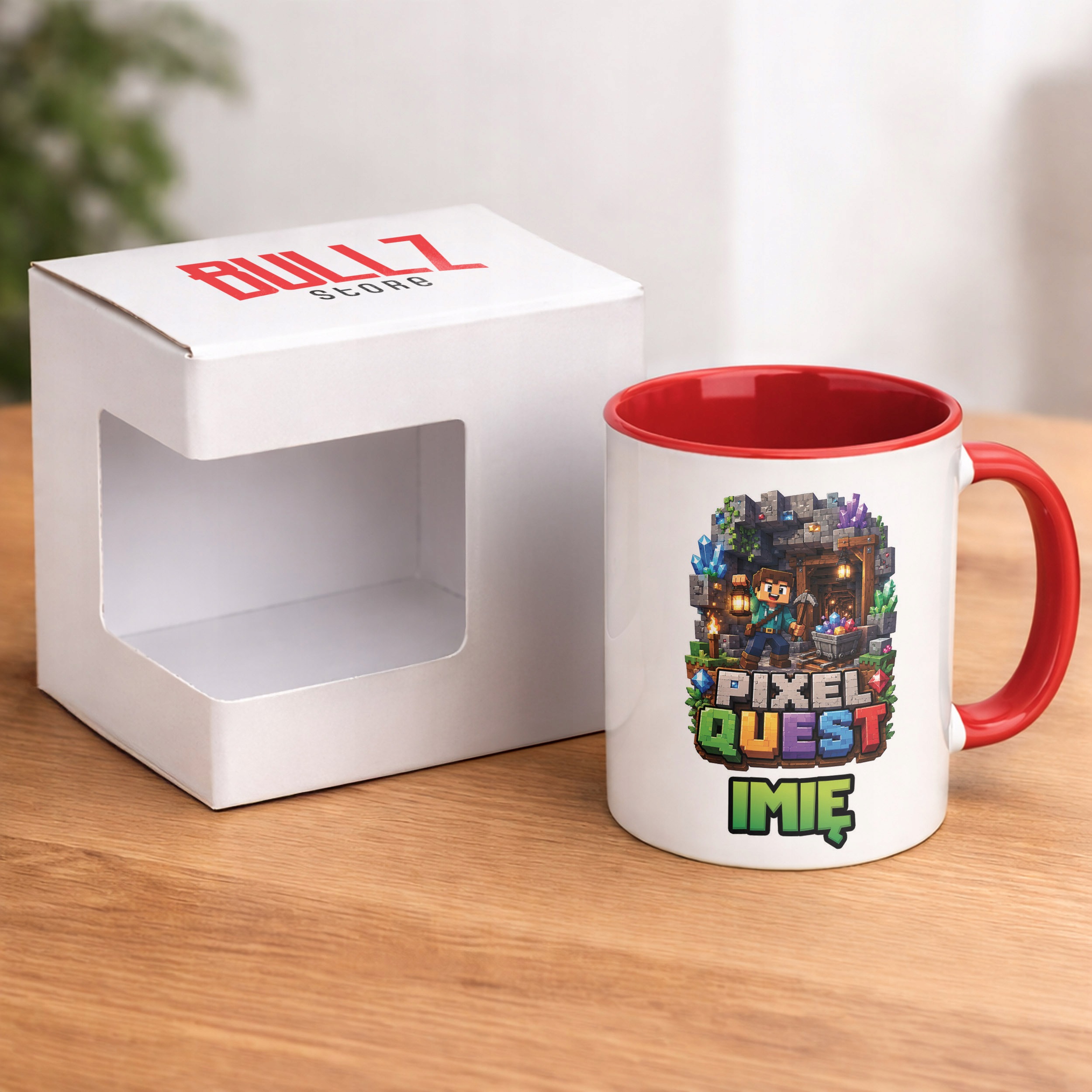 Kubek Czerwony z nadrukiem personalizowany PIXEL Gra Dla Dzieci Prezent