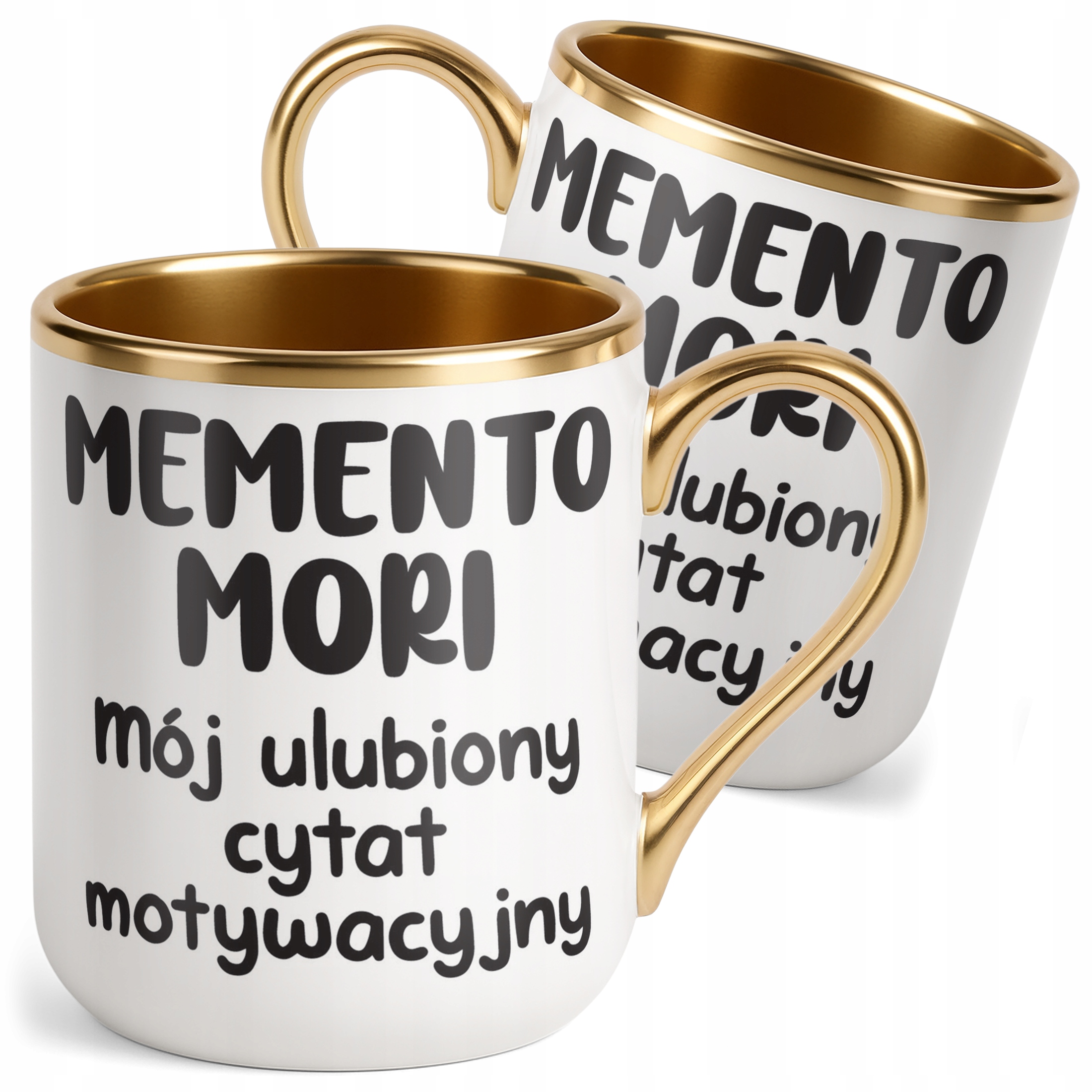 Kubek Premium Złoty Memento Mori Cytat Motwywacyjny Śmieszny Zabawny