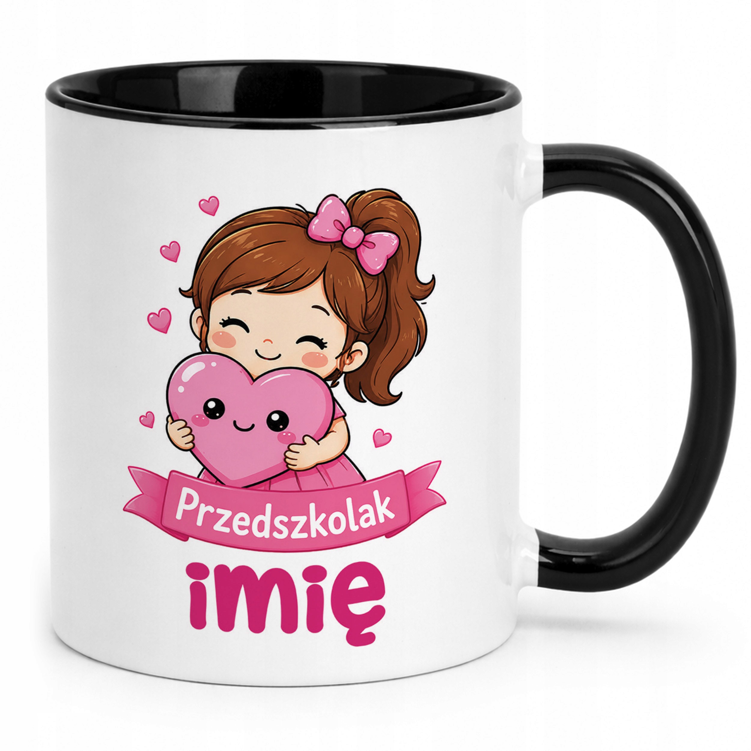 Zestaw Personalizowany Plecak Worek Kubek Czarny Przedszkolak Prezent