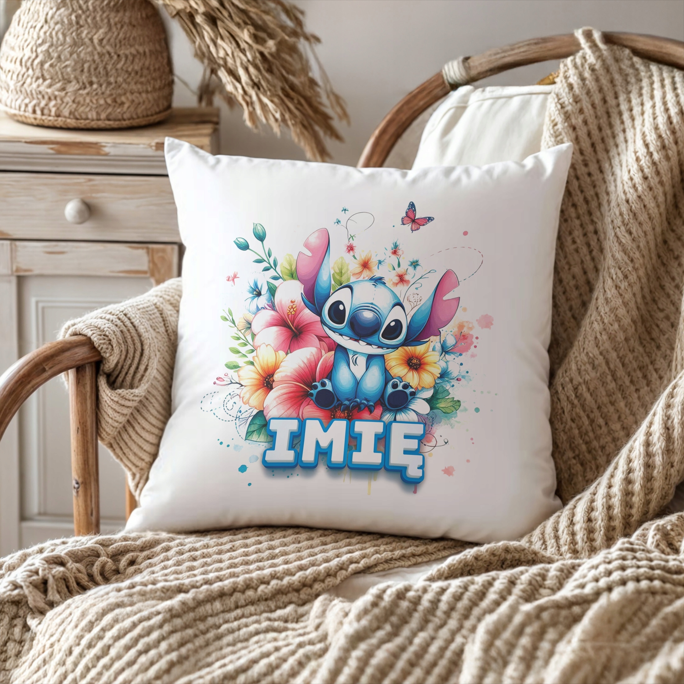 Zestaw Personalizowany Kubek + Poduszka 38×38 cm Dla Fanów Lilo i Sticz