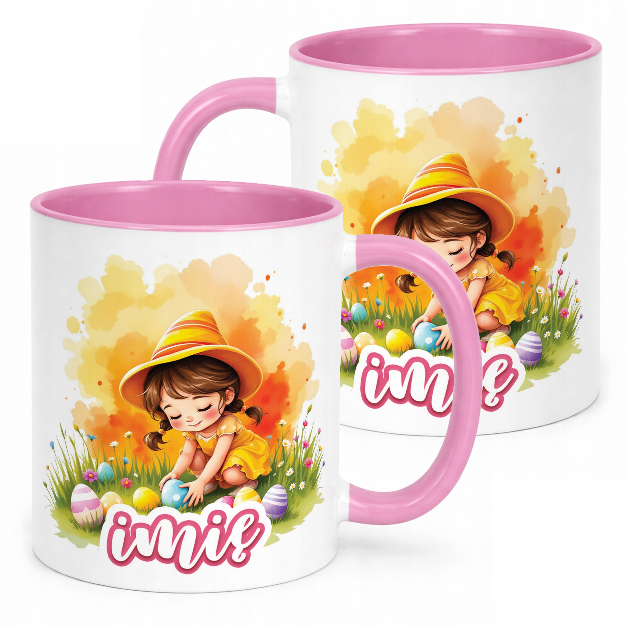 Kubek Różowy Personalizowany Wielkanoc Prezent Pisanki Wiosna