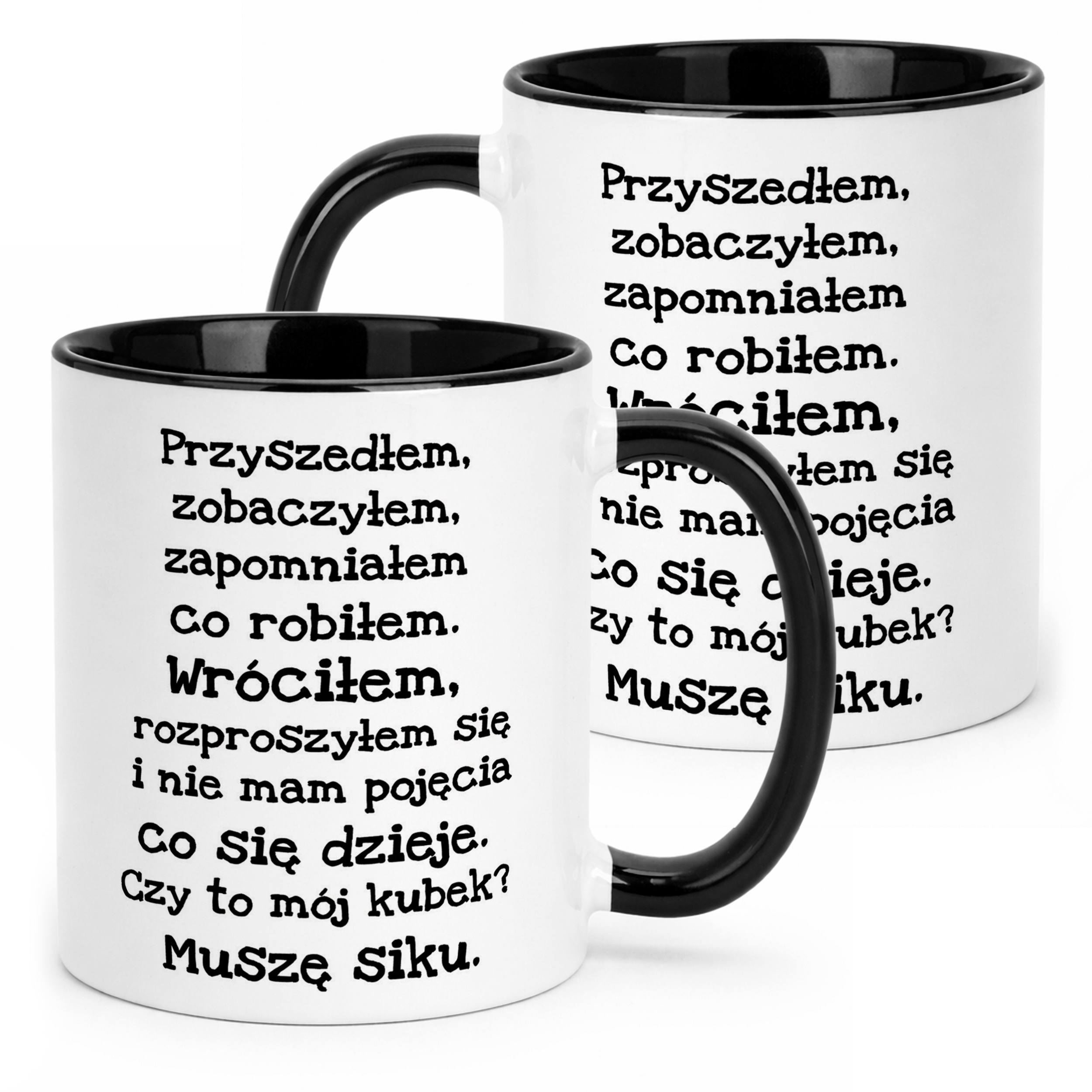 Kubek Czarny Przyszedłem Zobaczyłem Zapomniałem Zabanwy Prezent