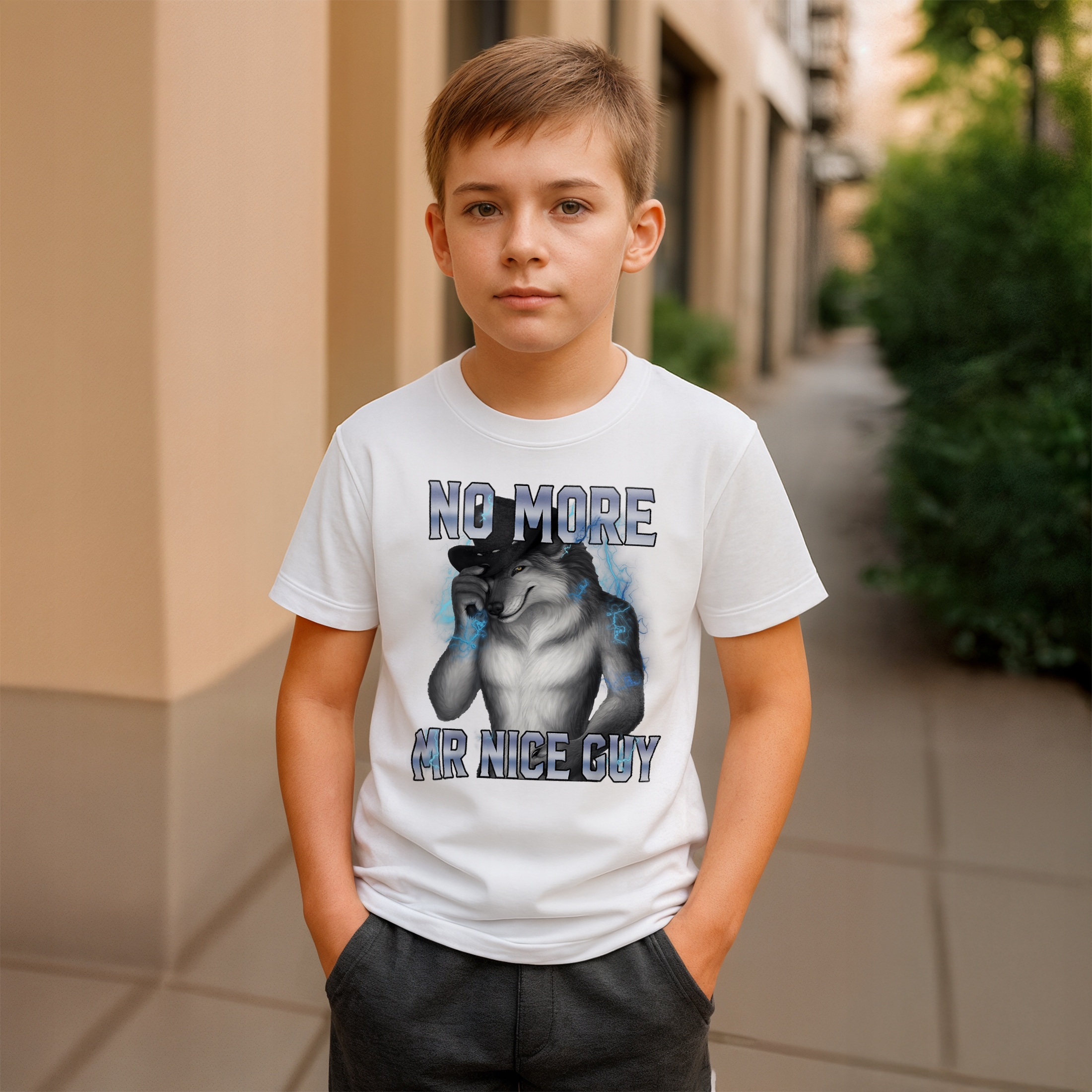 Koszulka biała dziecięca No More Mr Nice Guy viral tiktok mem r. 116