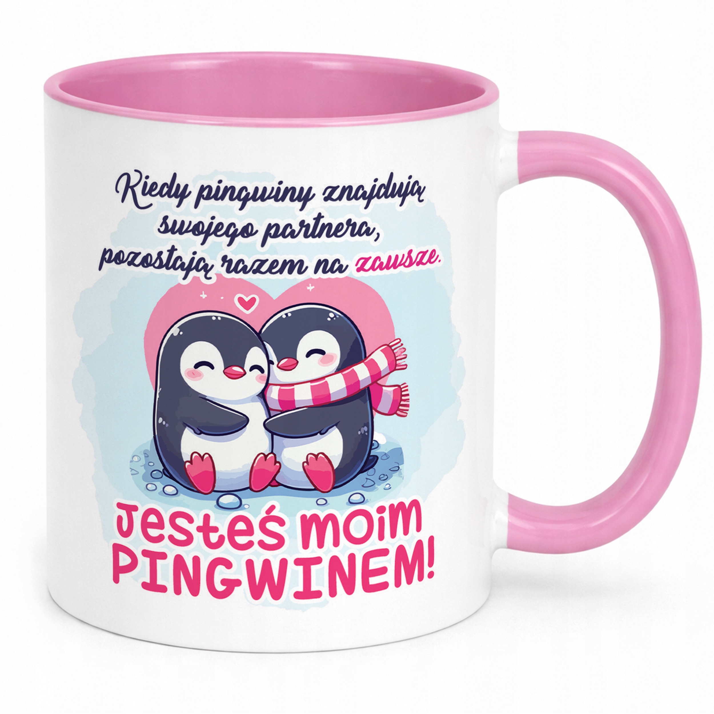 Kubek Różowy Z Własnym Zdjęciem Serce Walentynki Prezent Upominek