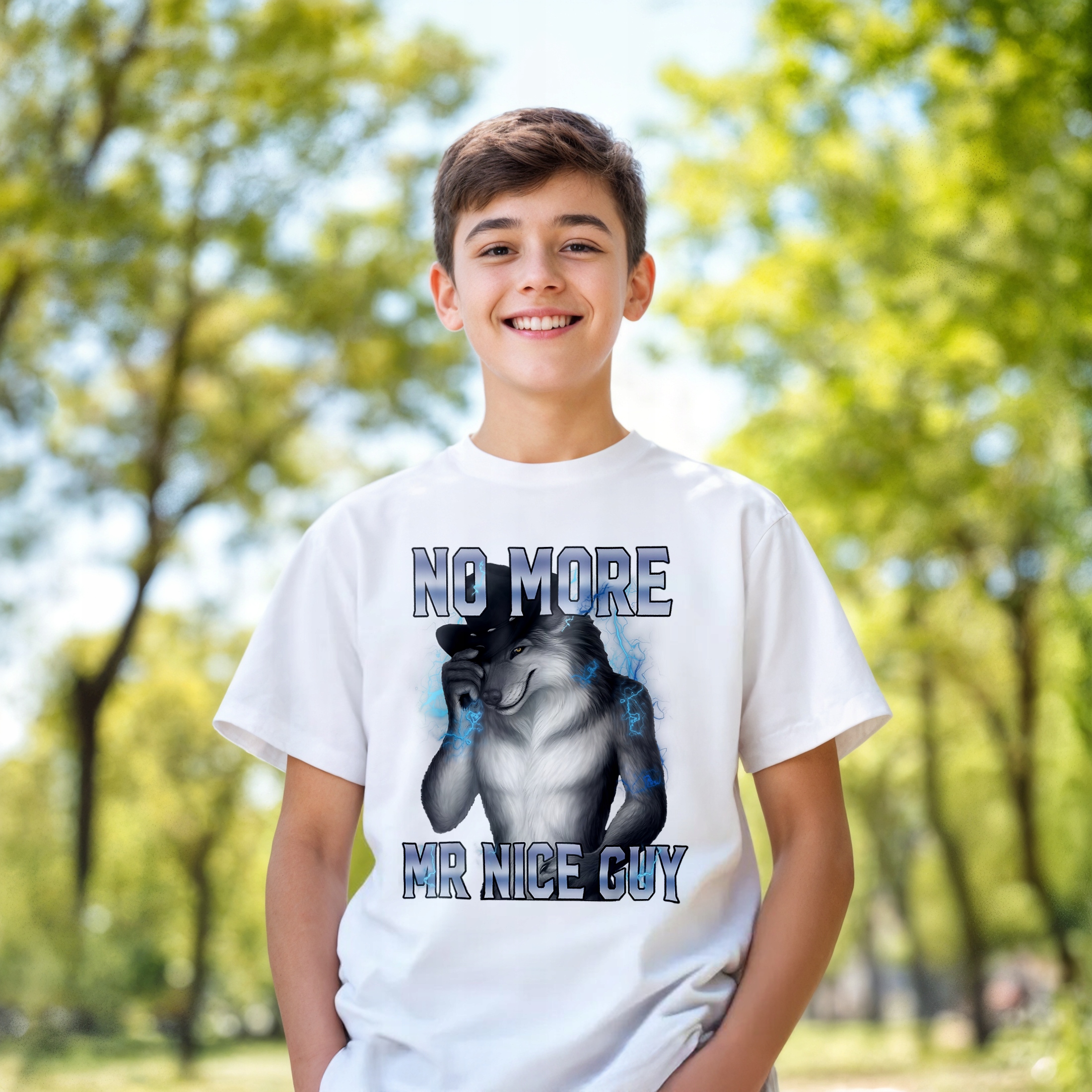 Koszulka biała dziecięca No More Mr Nice Guy viral tiktok mem r. 116