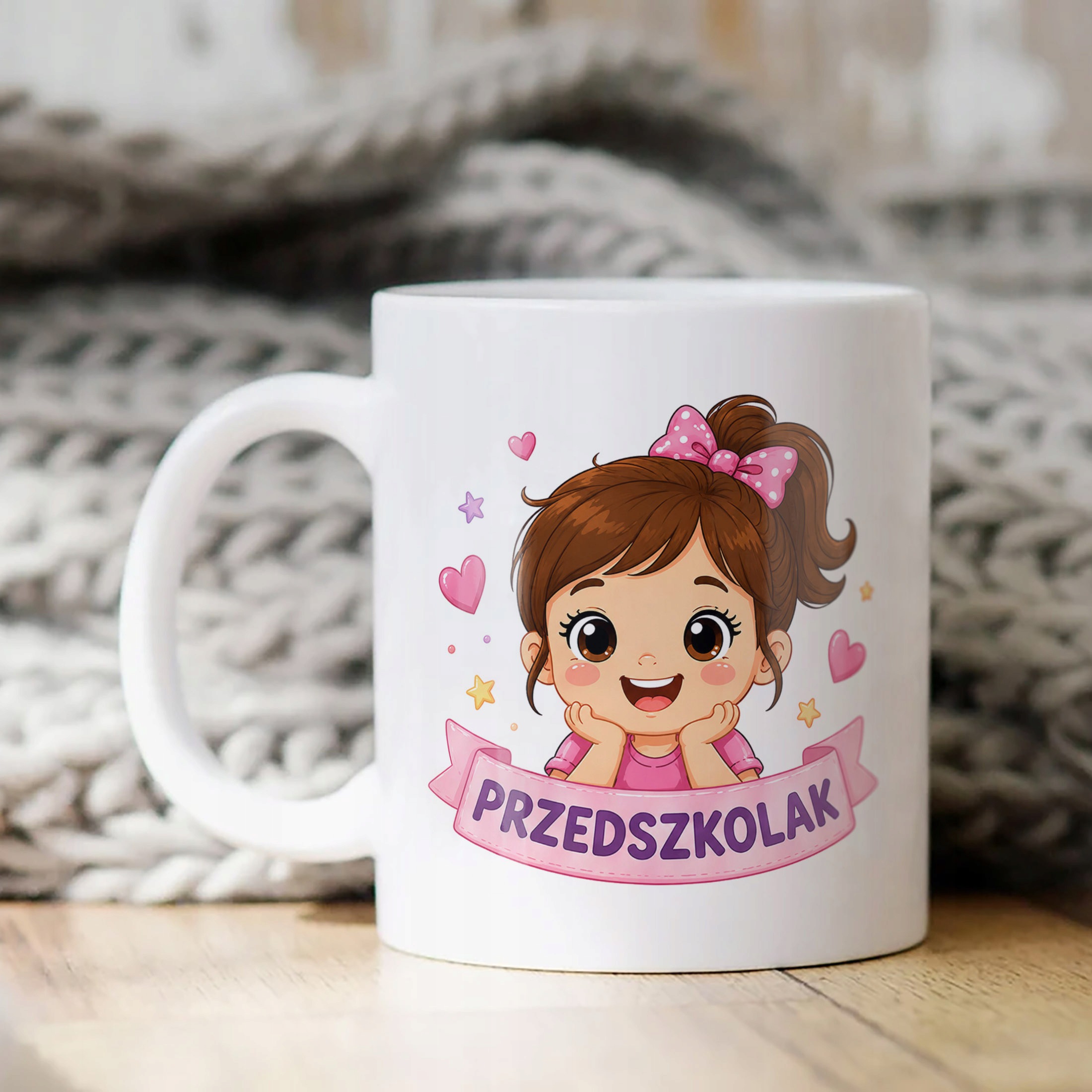 Biały Kubek z nadrukiem Przedszkolak Szkoła Dla Dzieci Prezent