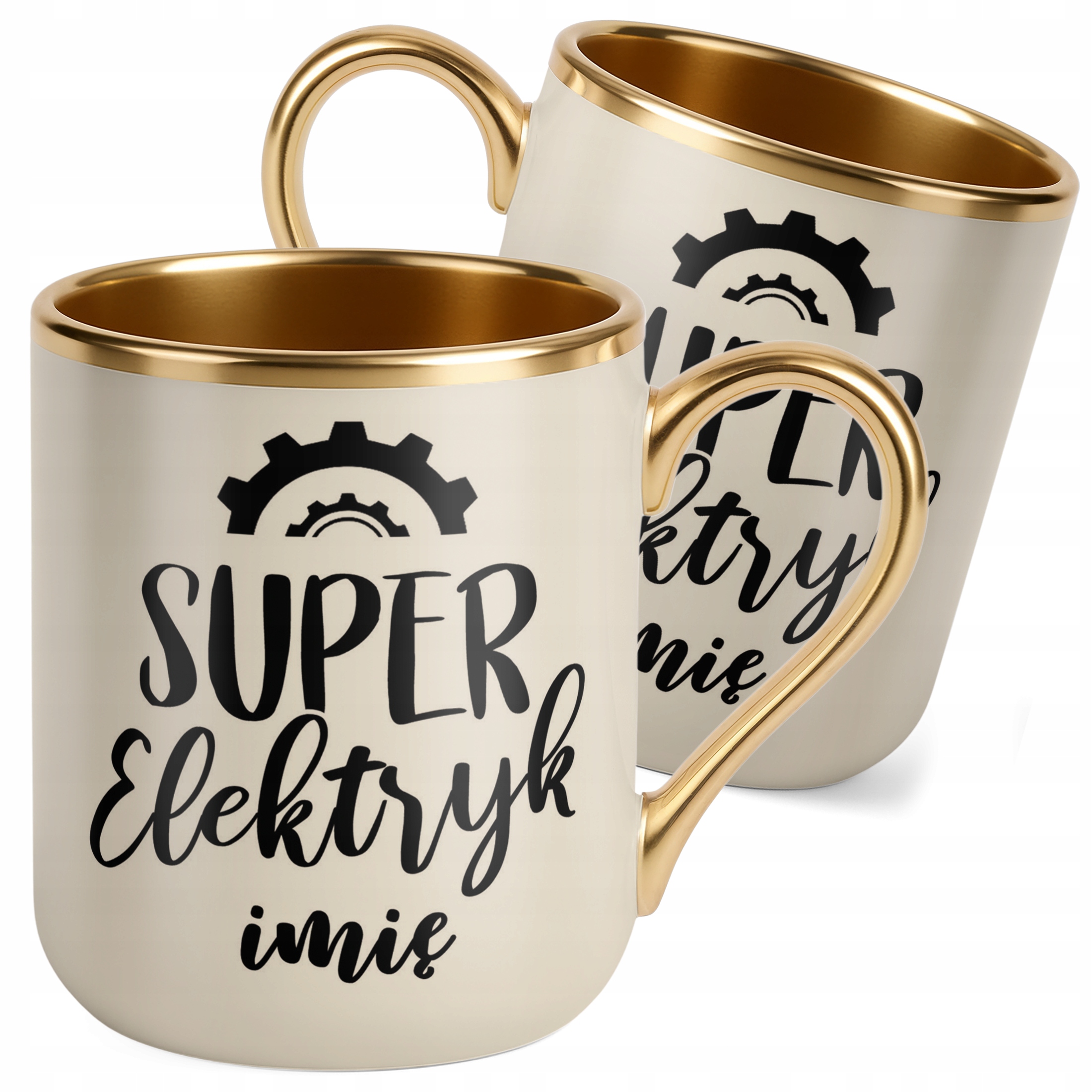 Kubek Premium Złoty Ecru Personalizowany Super Elektryk