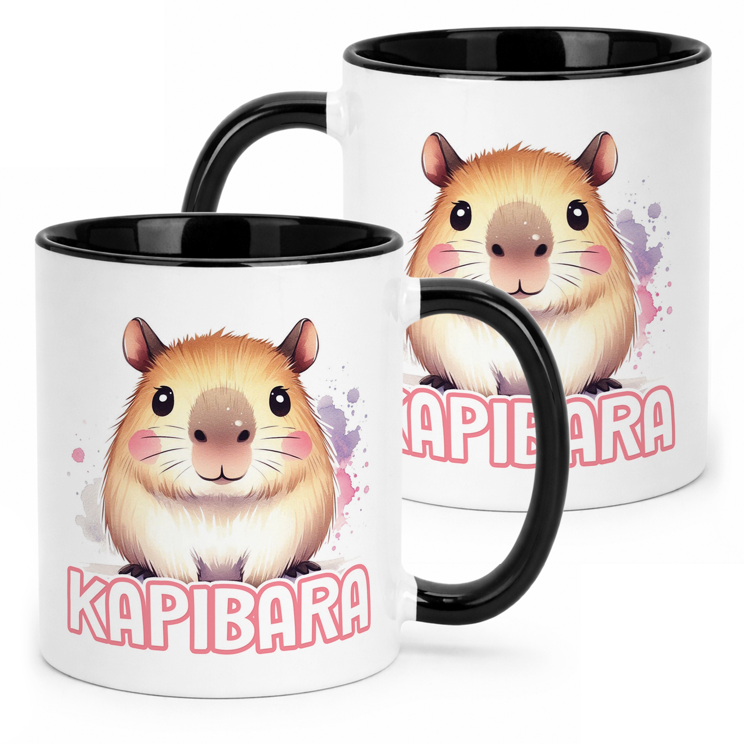 Kubek Czarny Kapibara Capybara Zwierzak Słodki Dla Dzieci Prezent
