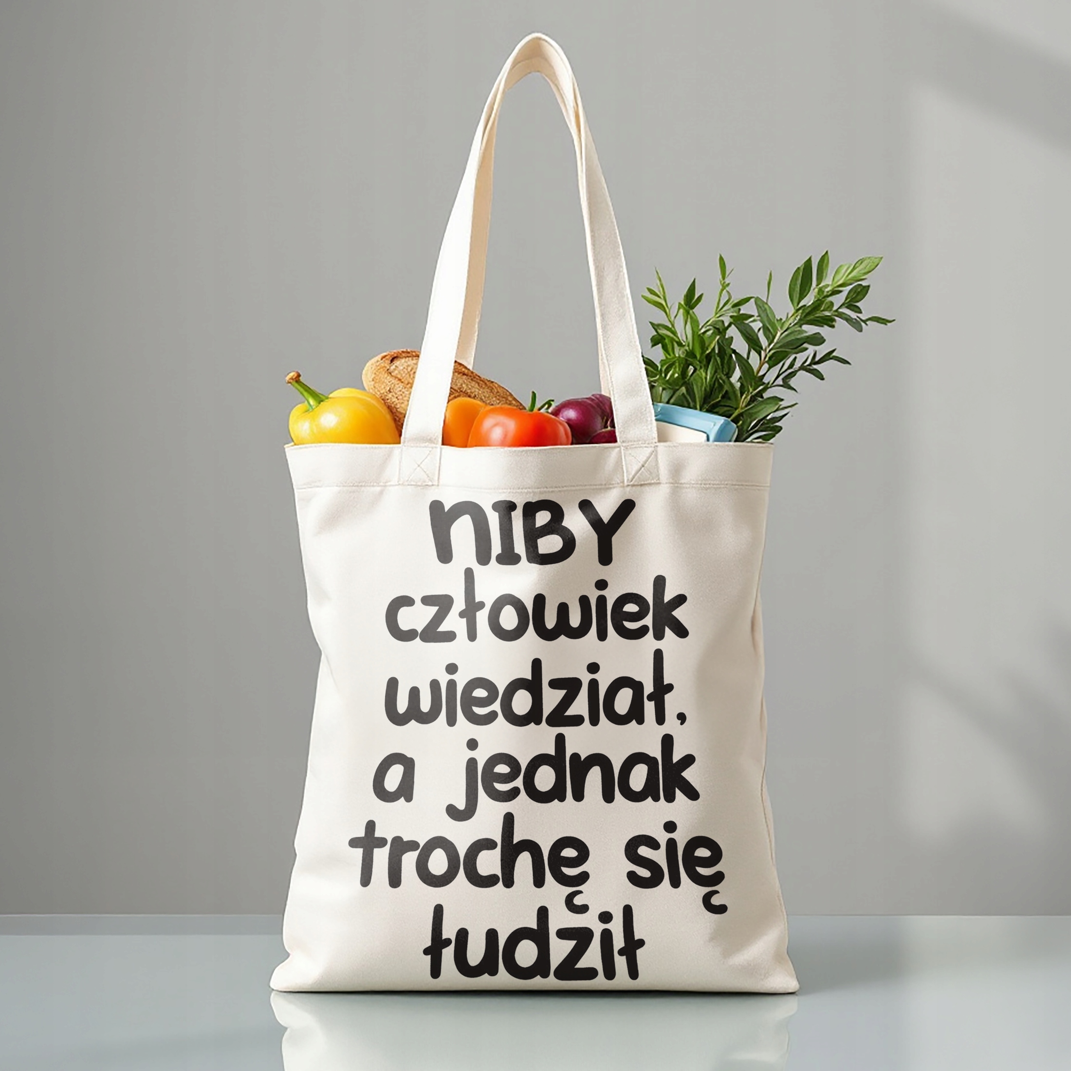 Torba bawełniana premium Niby Człowiek Wiedział Zabawny Prezent