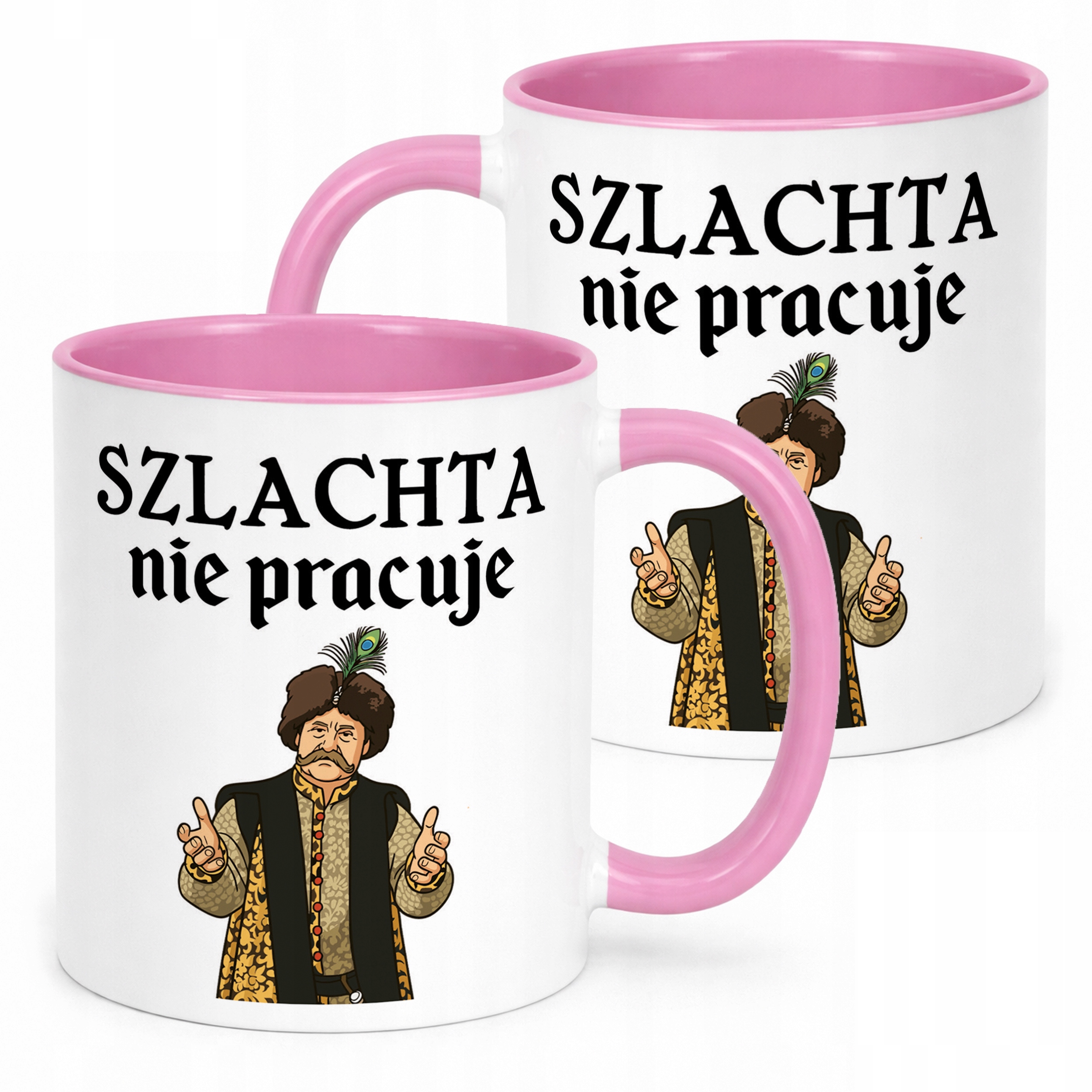 Kubek Różowy 1670 Szlachta Nie Pracuje Jan Paweł Prezent Upominek