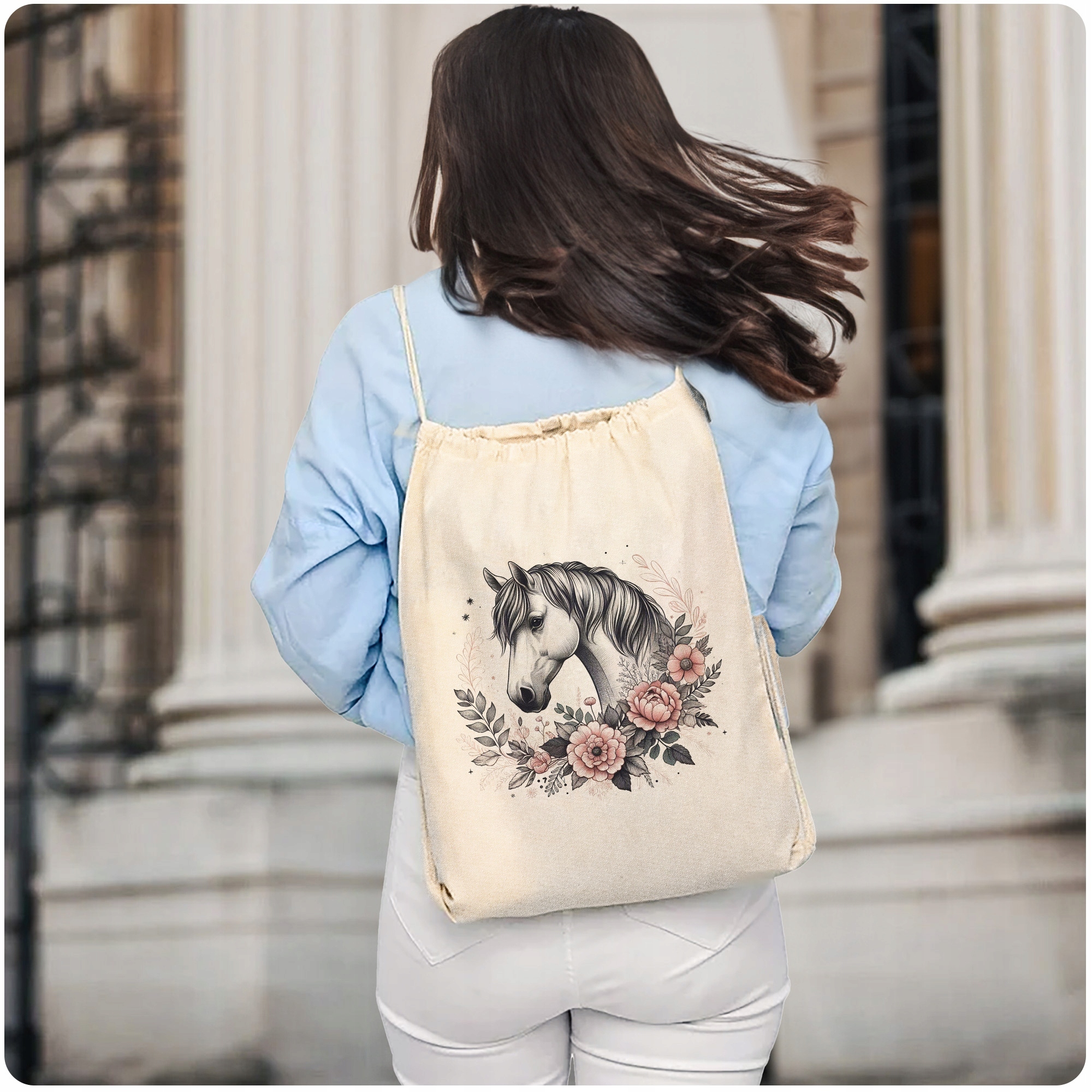 Plecak bawełniany 34×40 Z Koniem Koń Na Prezent Dla Dzieci