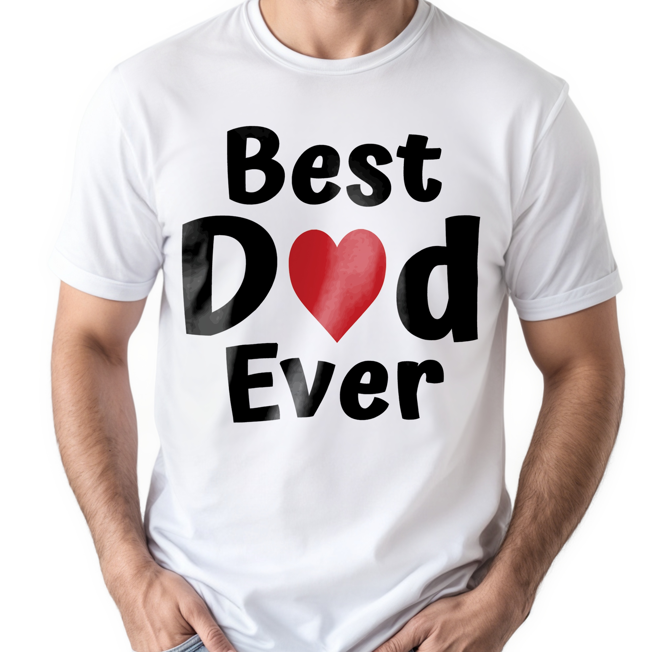 Koszulka biała męska Best Dad Ever Dzień Ojca Prezent