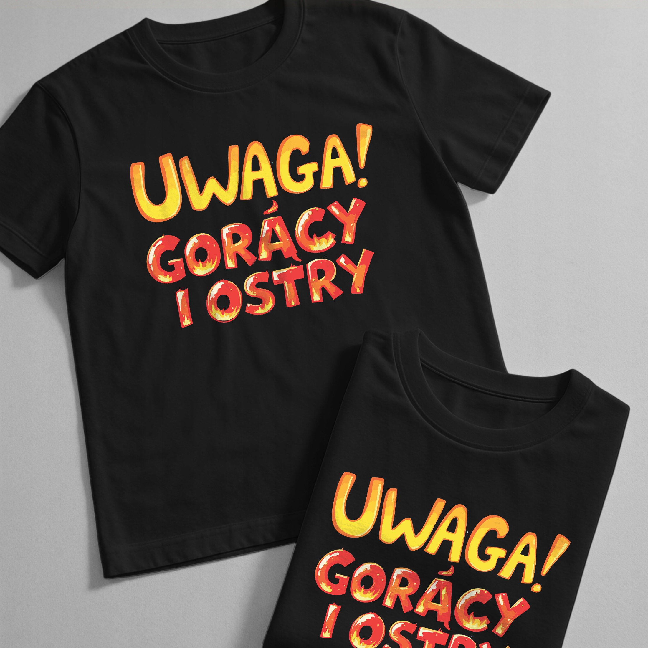 Koszulka czarna męska Uwaga Gorący I Ostry Zabawny Prezent r. 3XL