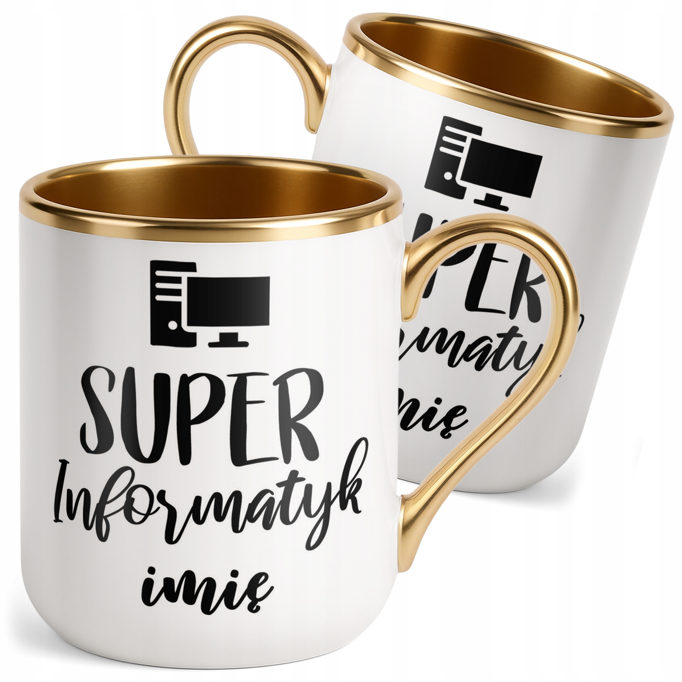 Kubek Premium Złoty Personalizowany Super Informatyk Prezent Upominek