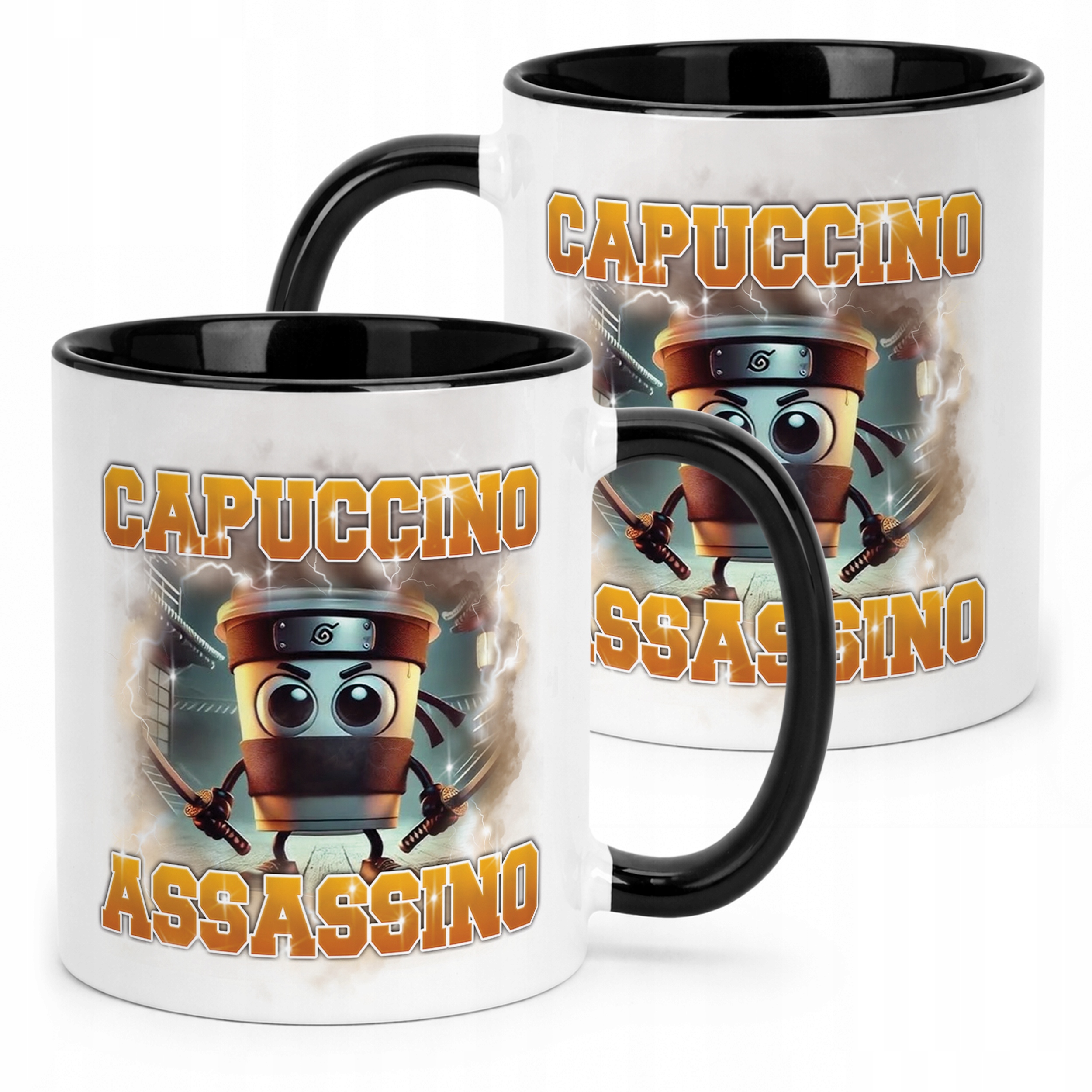 Kubek Czarny BRAINROT Capuccino Assassino Memy Zabawny TikTok Viral