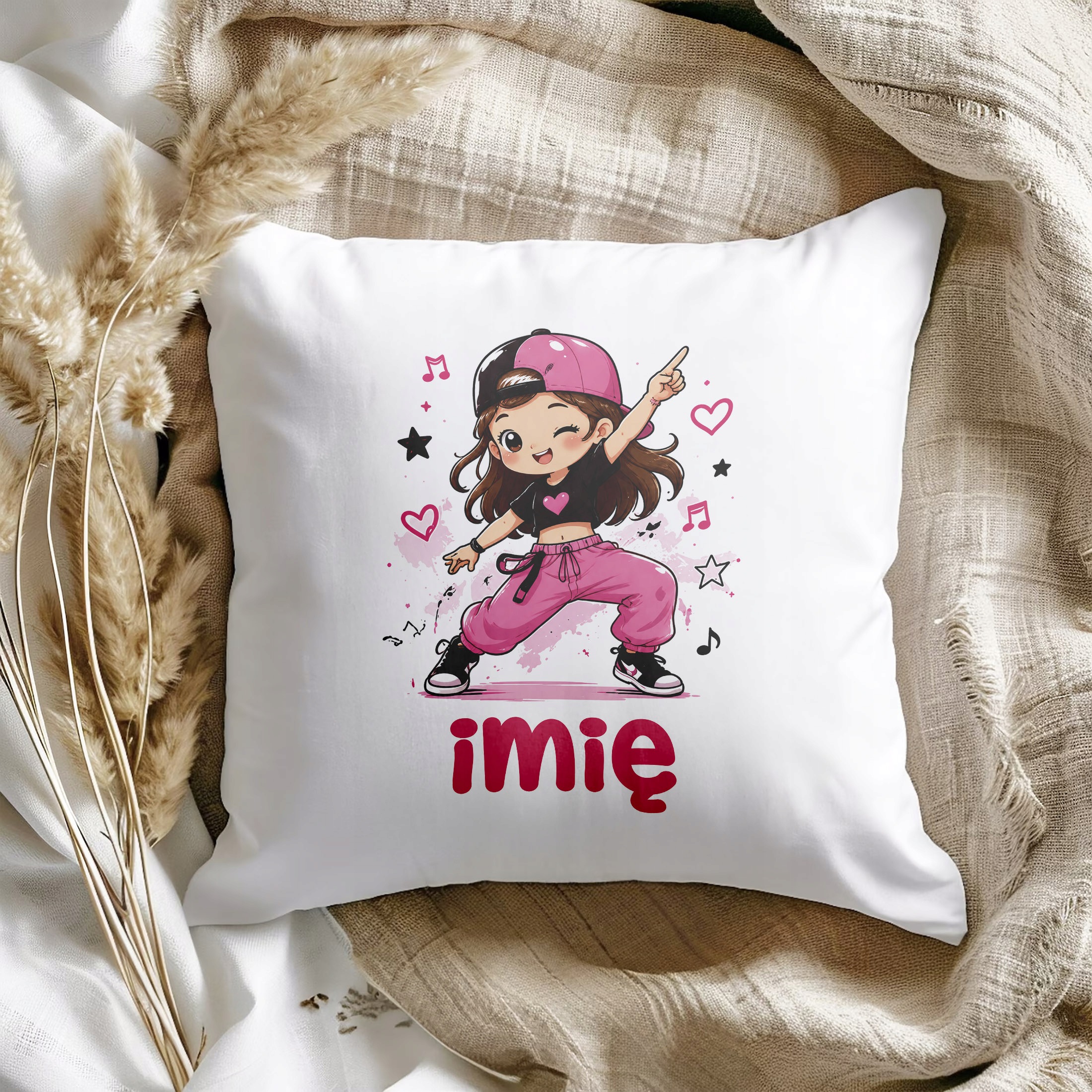 Zestaw Personalizowany Kubek Różowy Poduszka Taniec Prezent