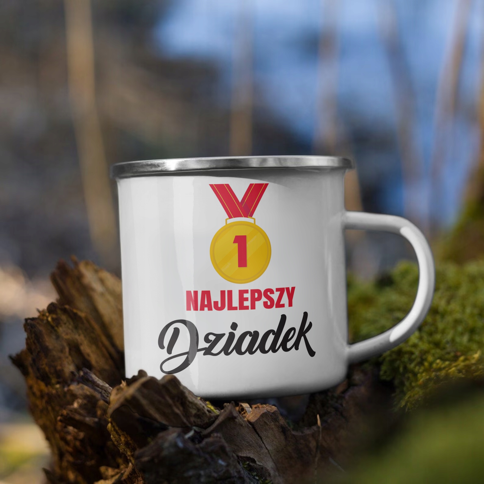 Emaliowany Kubek Garnuszek 300 ml Dzień Dziadka Prezent Najlepszy Dziadek