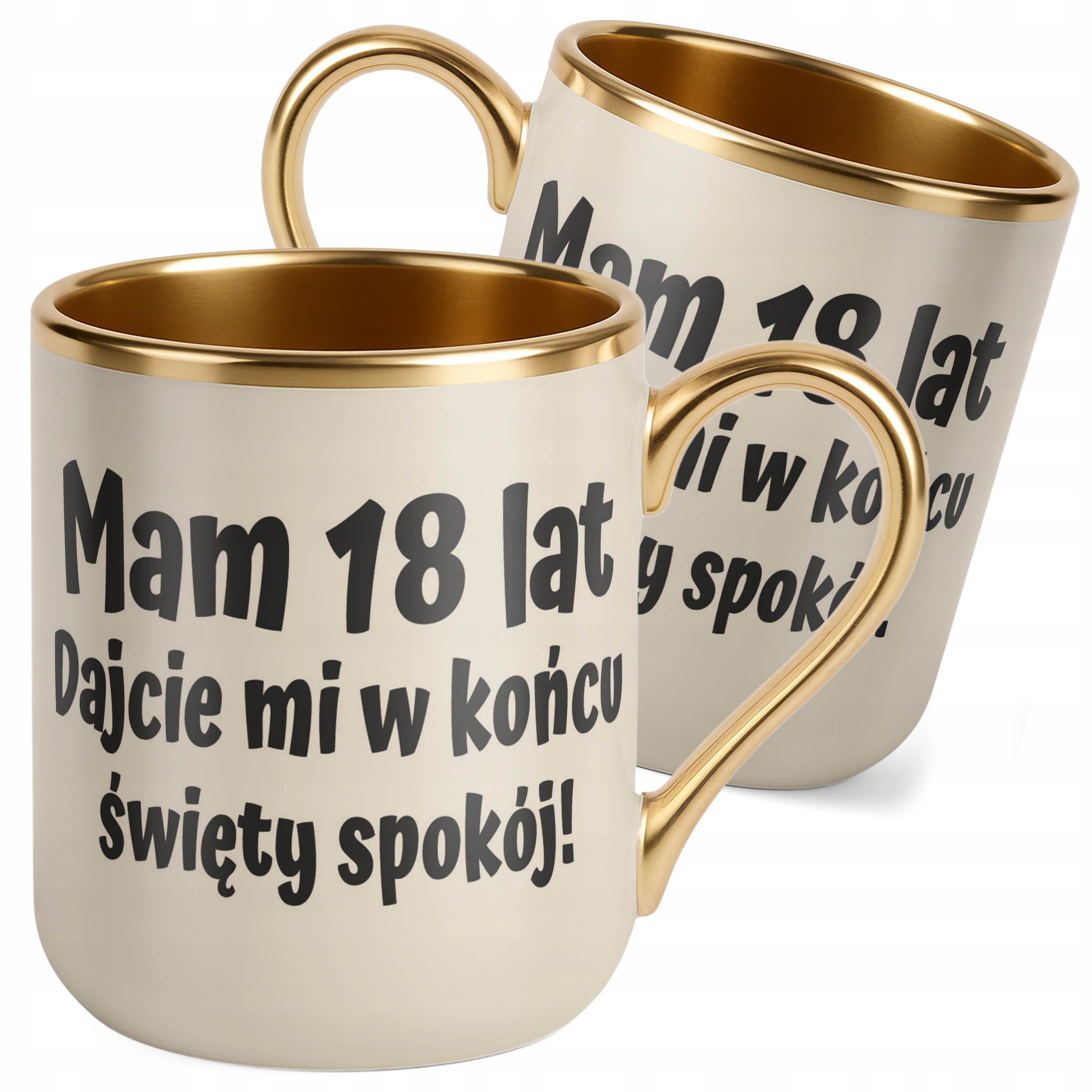 Kubek Premium Złoty Ecru Mam 18 Lat Na Urodziny Prezent Upominek