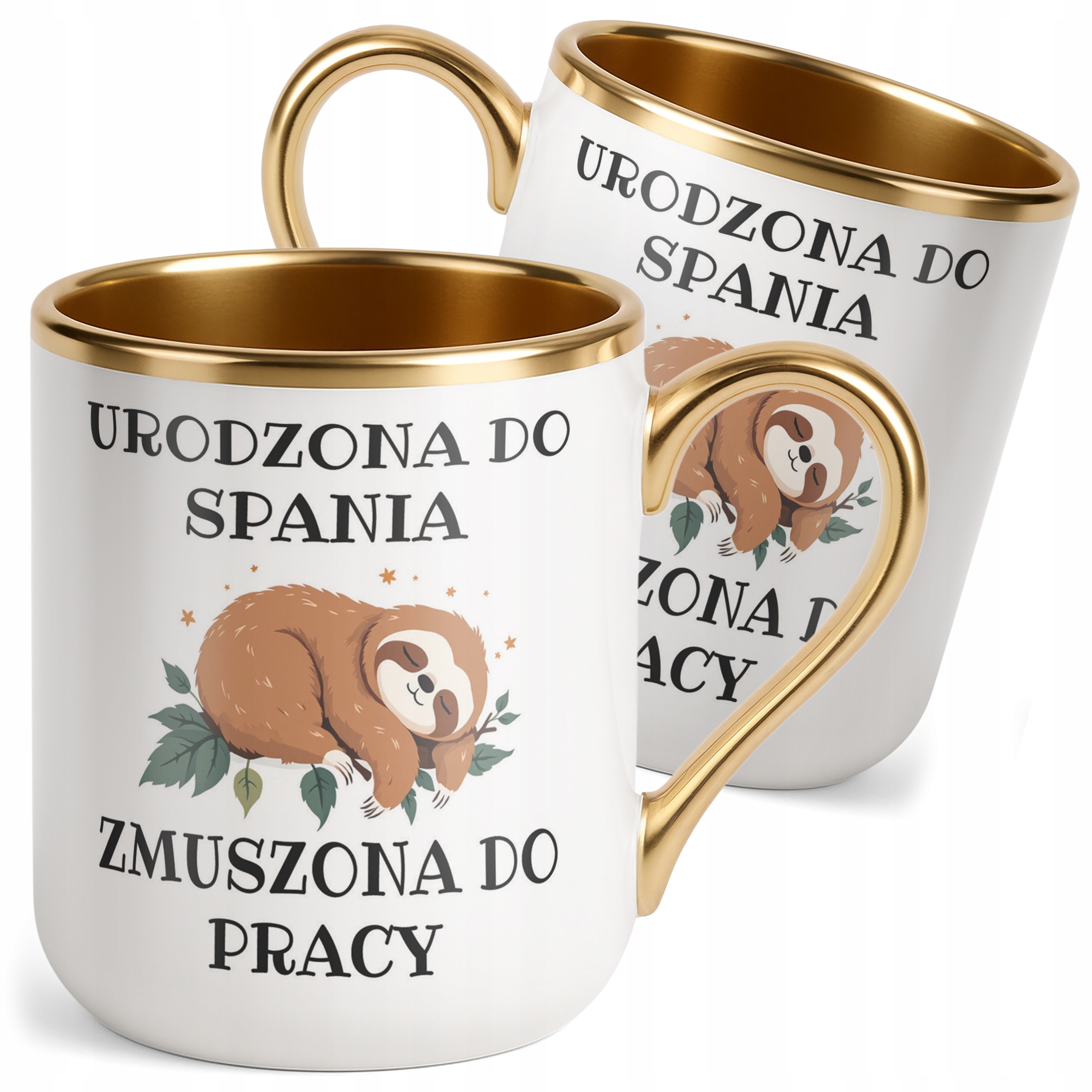 Kubek Premium Złoty Urodzona Do Spania Śmieszny Zabawny Prezent