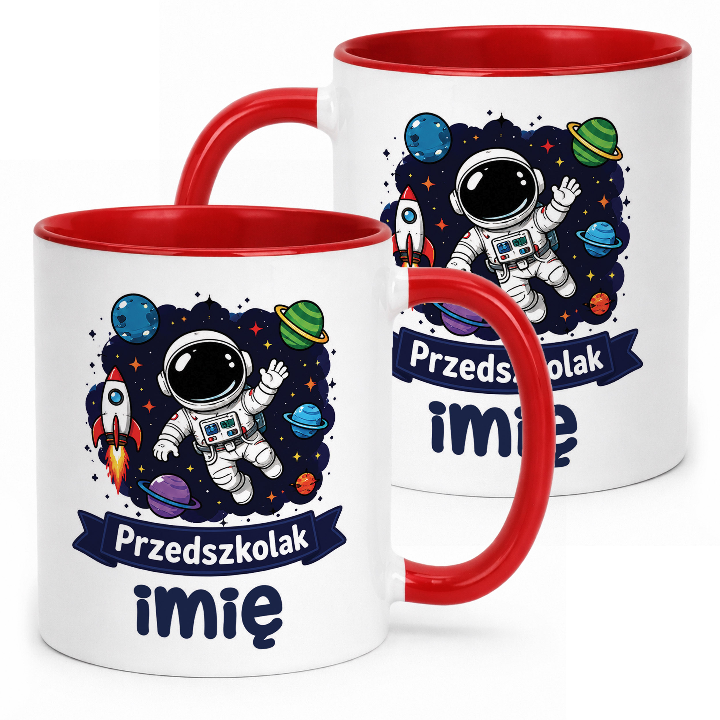 Kubek Czerwony z nadrukiem personalizowany Przedszkolak Szkoła Dla Dzieci