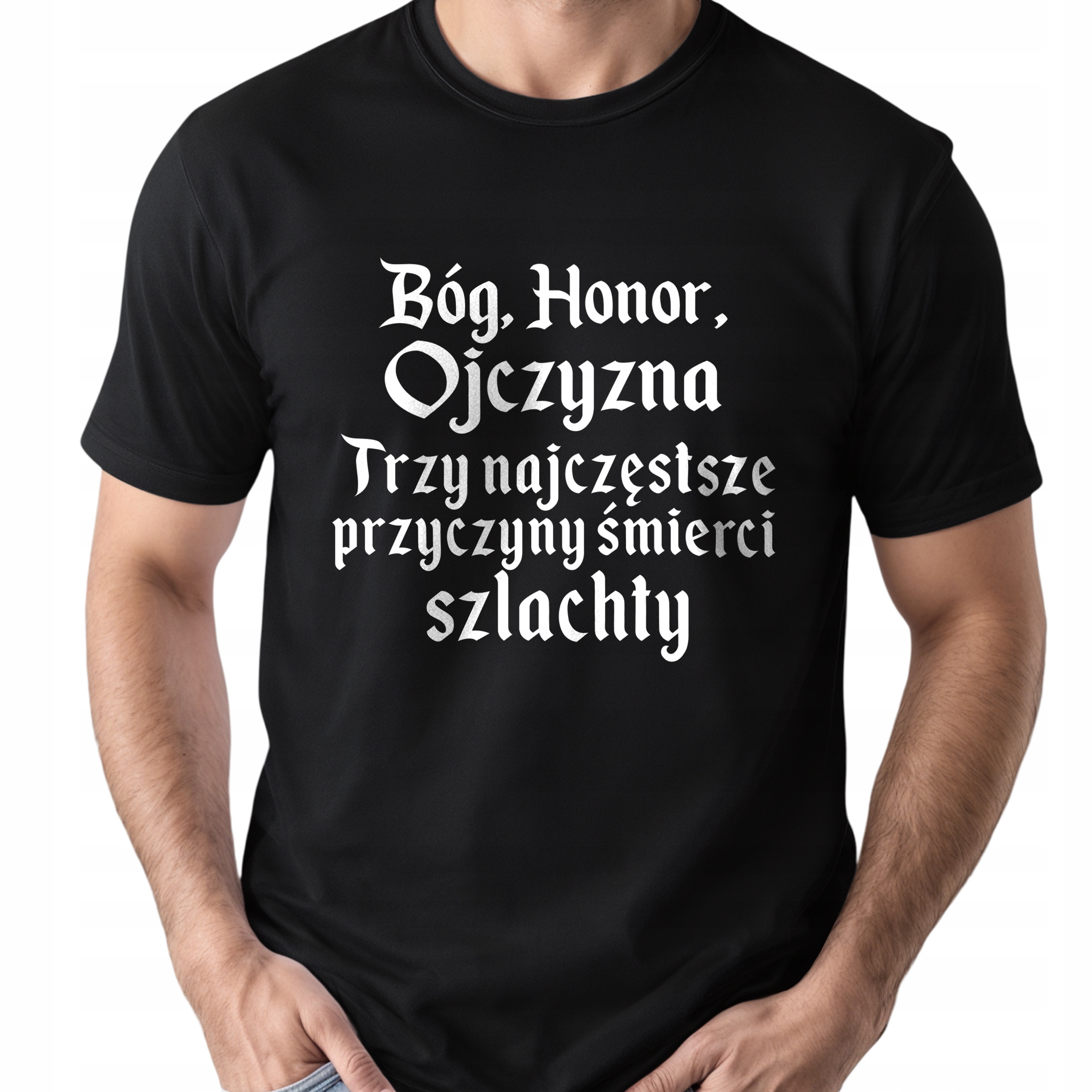 Koszulka czarna męska 1670 Bóg Honor Ojczyzna r. 3XL