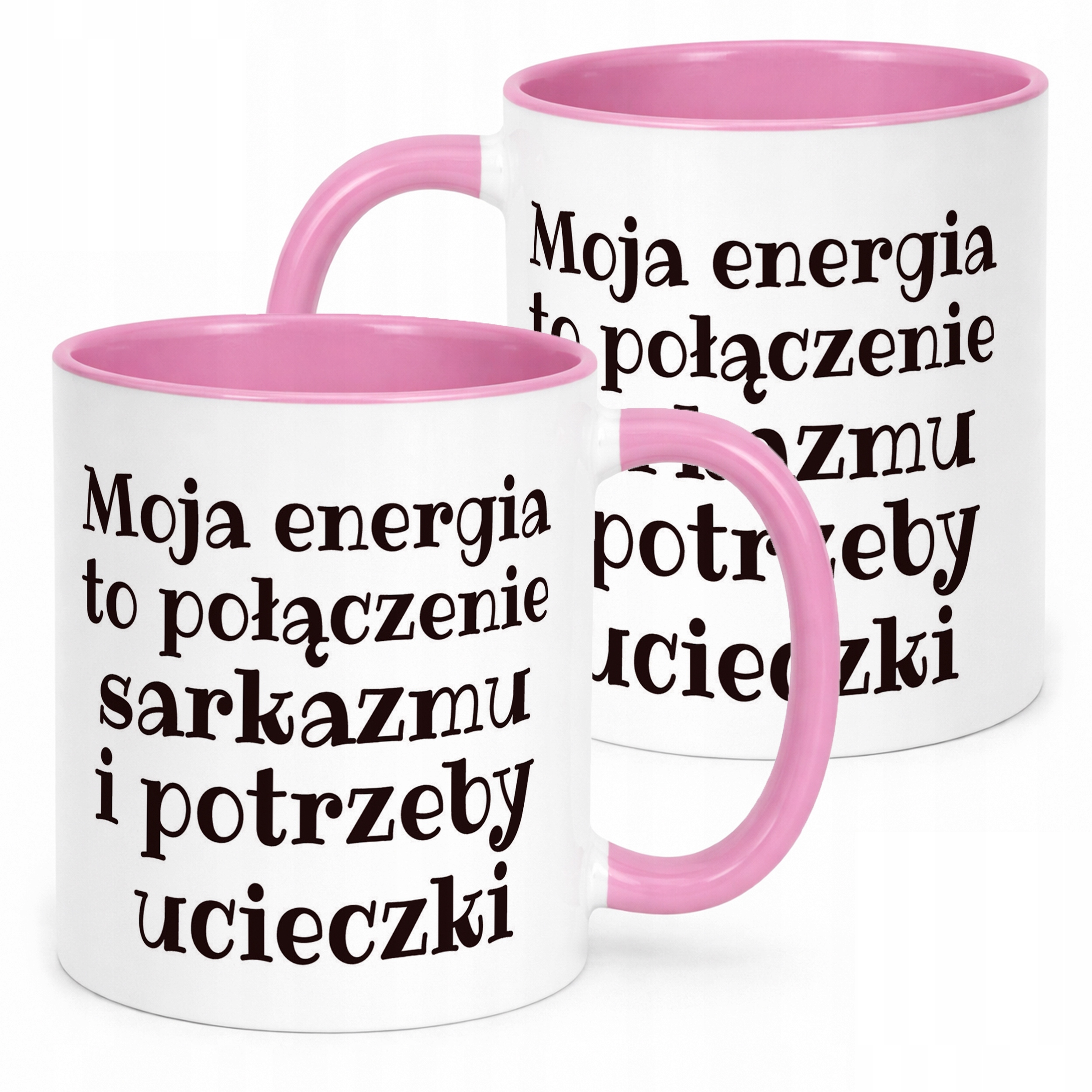 Kubek Różowy Moja Energia To Połączenie Śmieszny Zabawny Prezent