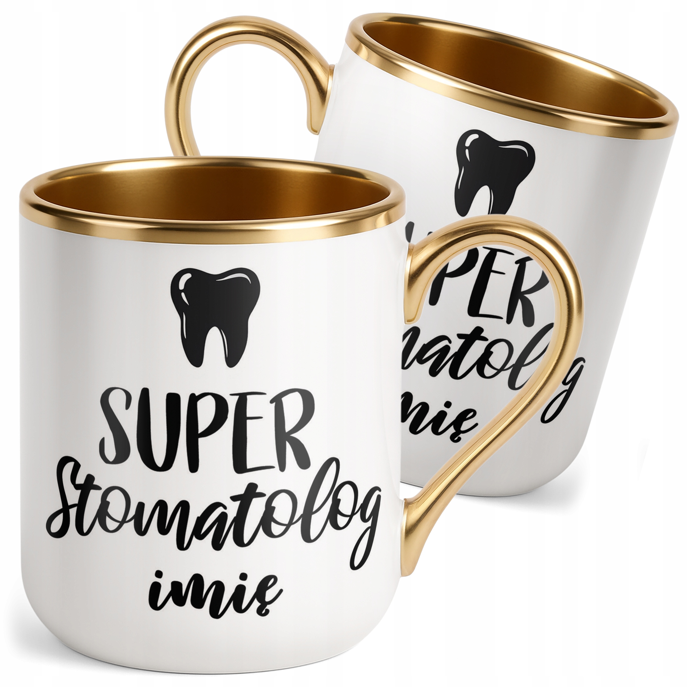Kubek Premium Złoty Personalizowany Super Stomatolog Prezent Upominek