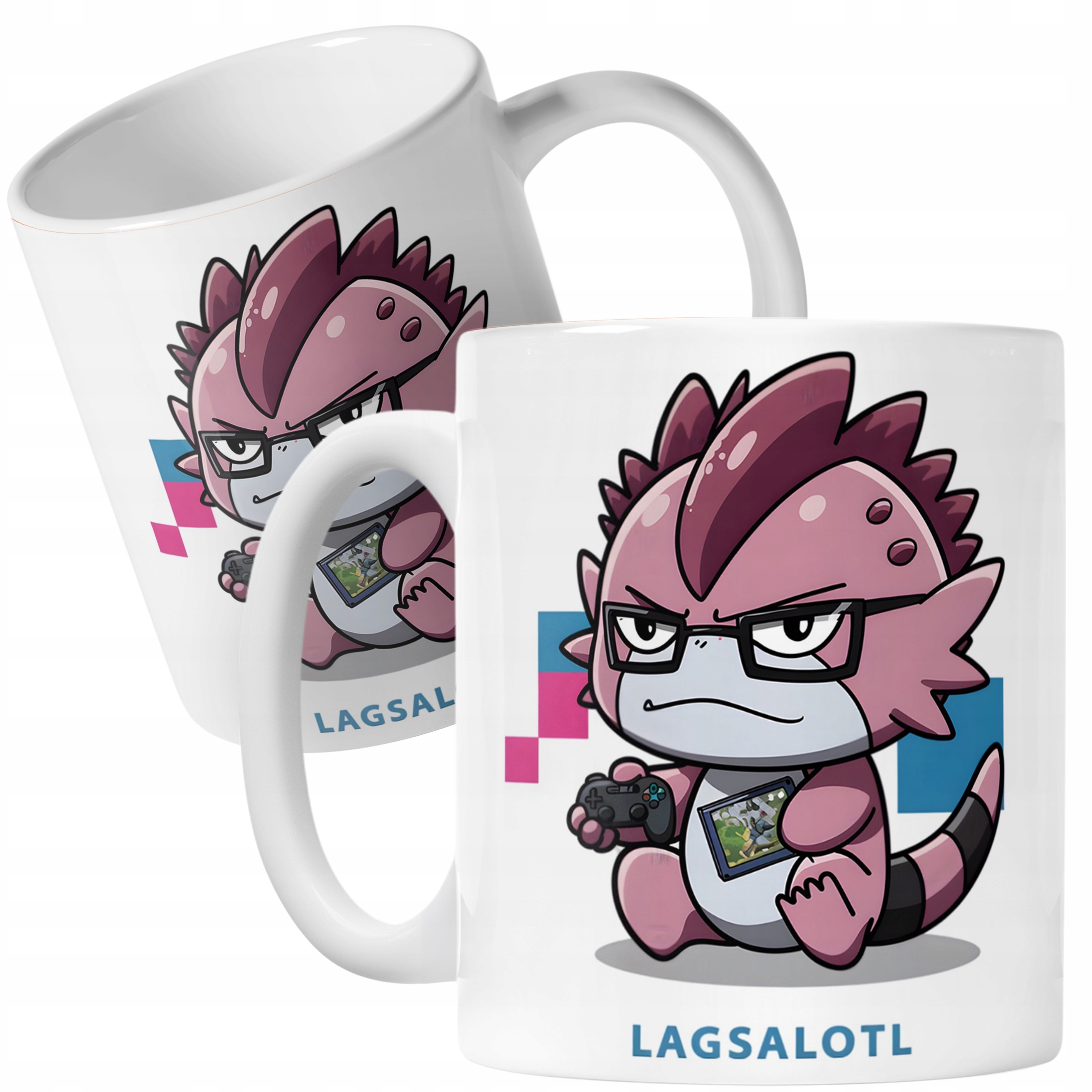 Kubek z uśmiechniętym zwierzęciem Aksolotl Axolotl Różowy Zwierzak Viral