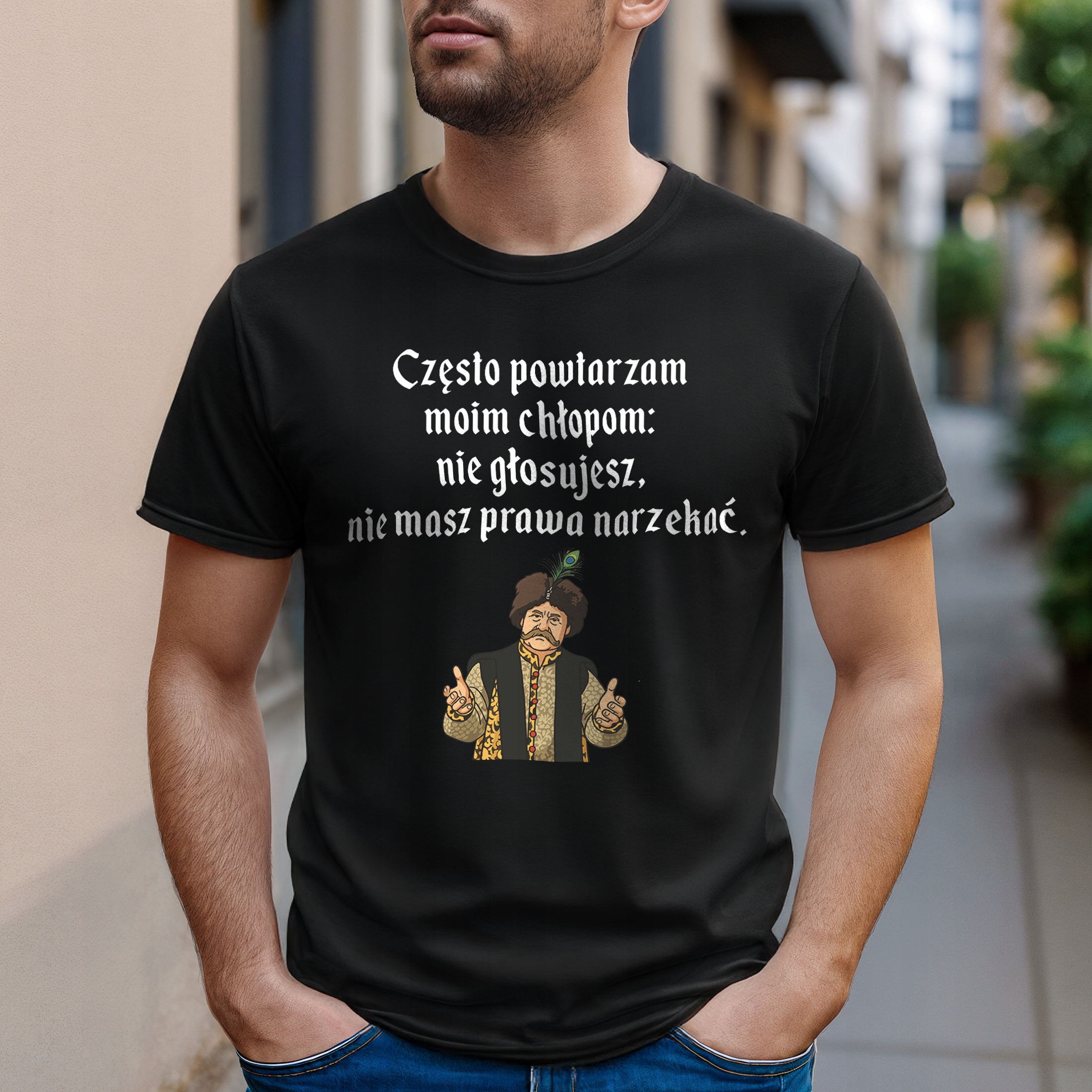 Koszulka czarna męska 1670 Często Powtarzam Moim Chłopom
