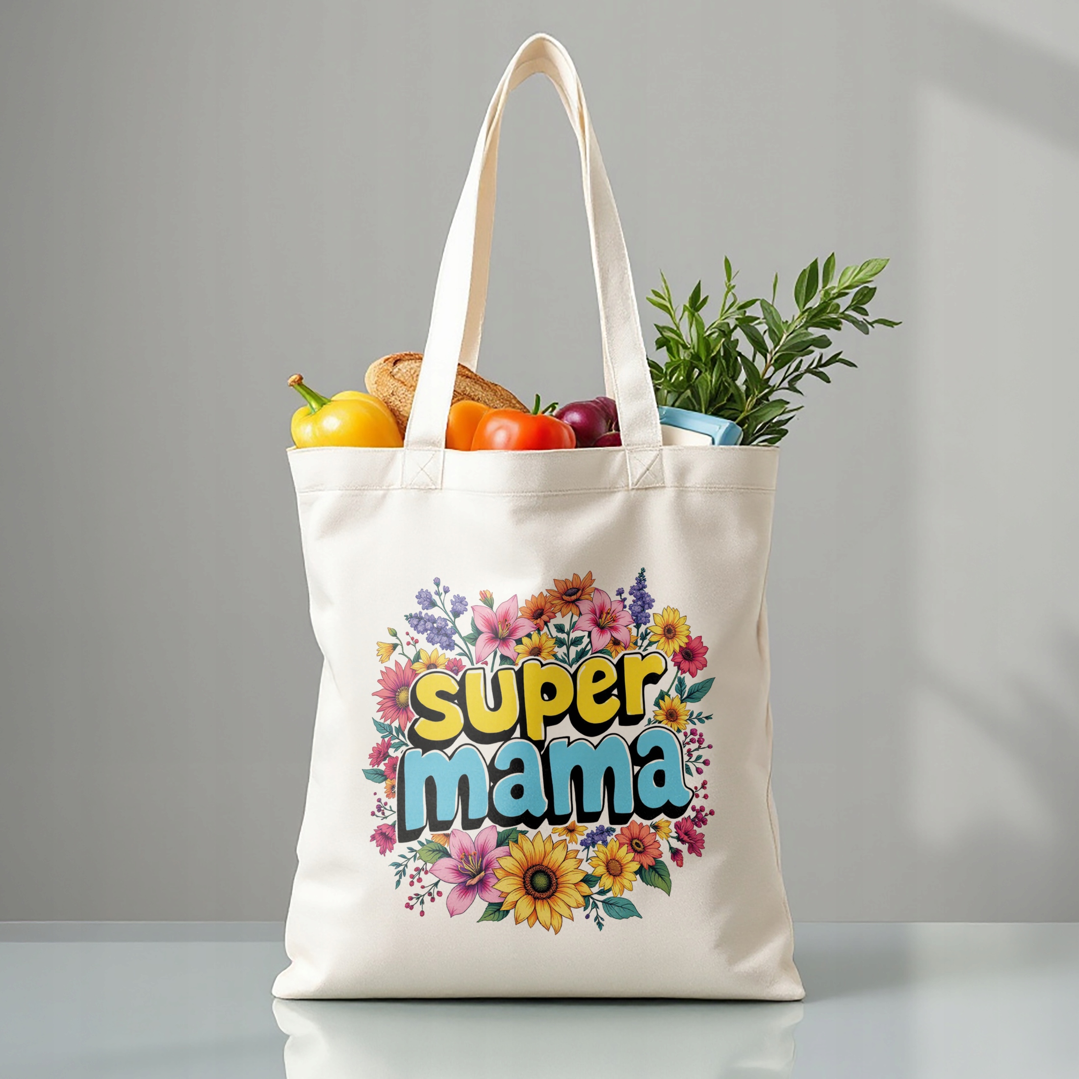 Torba bawełniana premium na zakupy Dzień Matki Prezent Super Mama