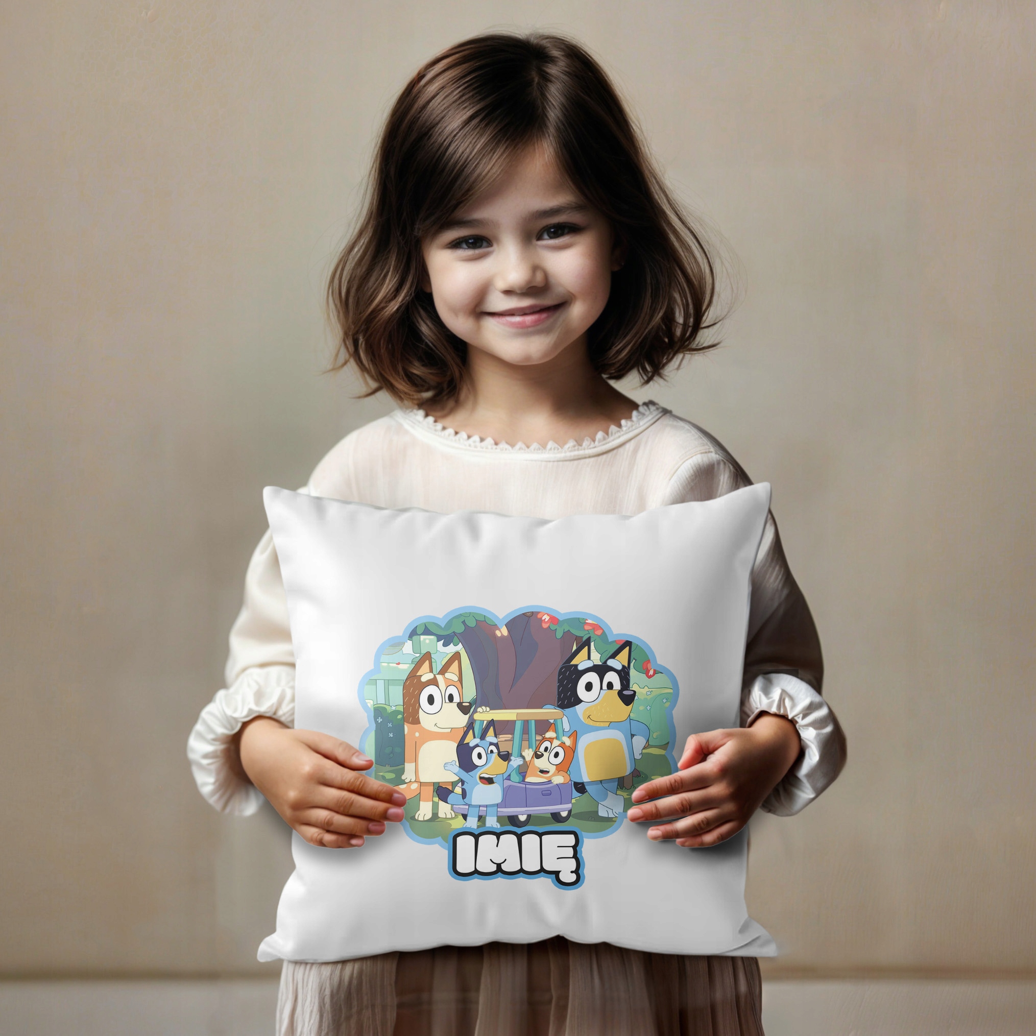 Poduszka 38×38 cm Bluey Pies dla Dzieci Personalizacja