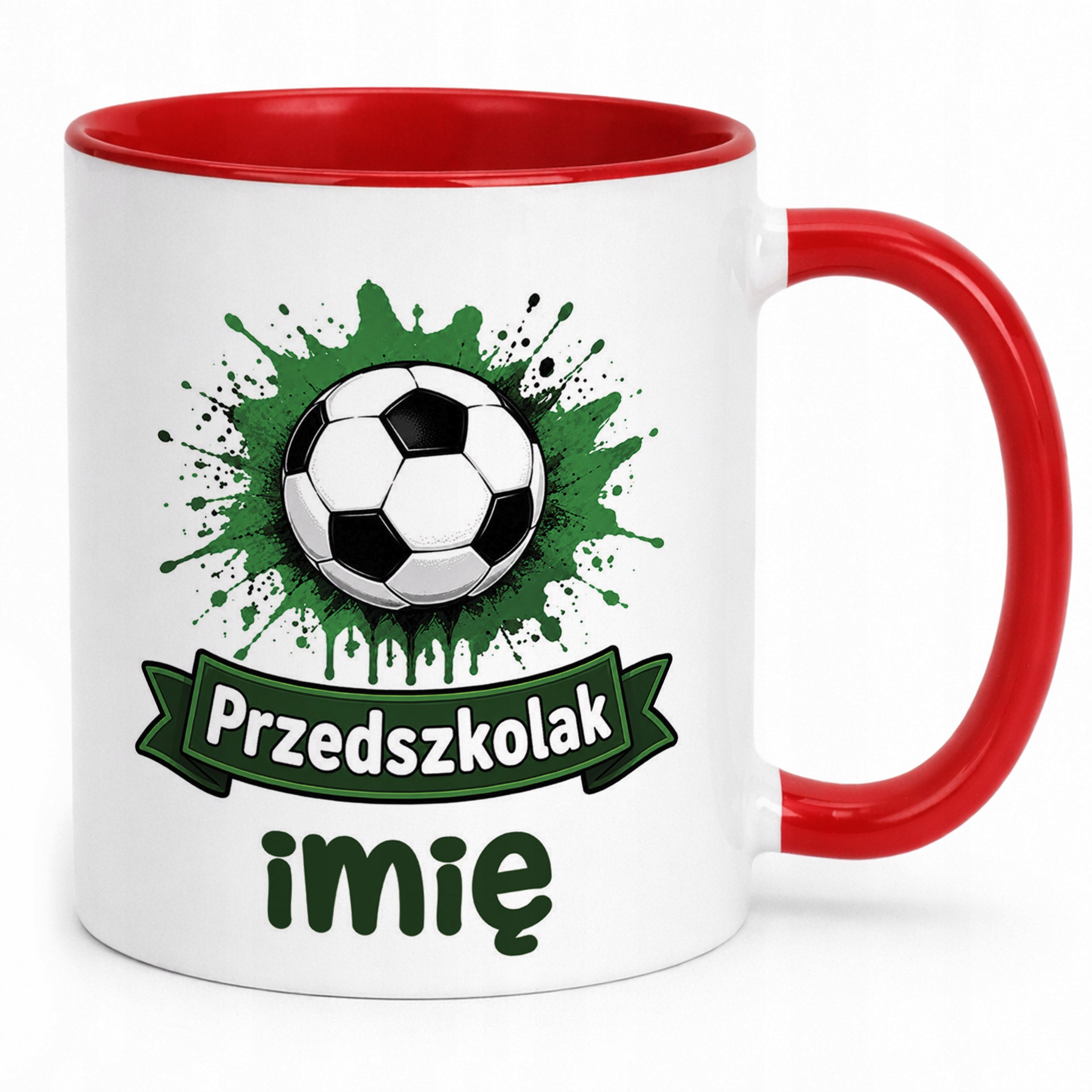 Zestaw Personalizowany Kubek Czerwony Poduszka Piłka nożna
