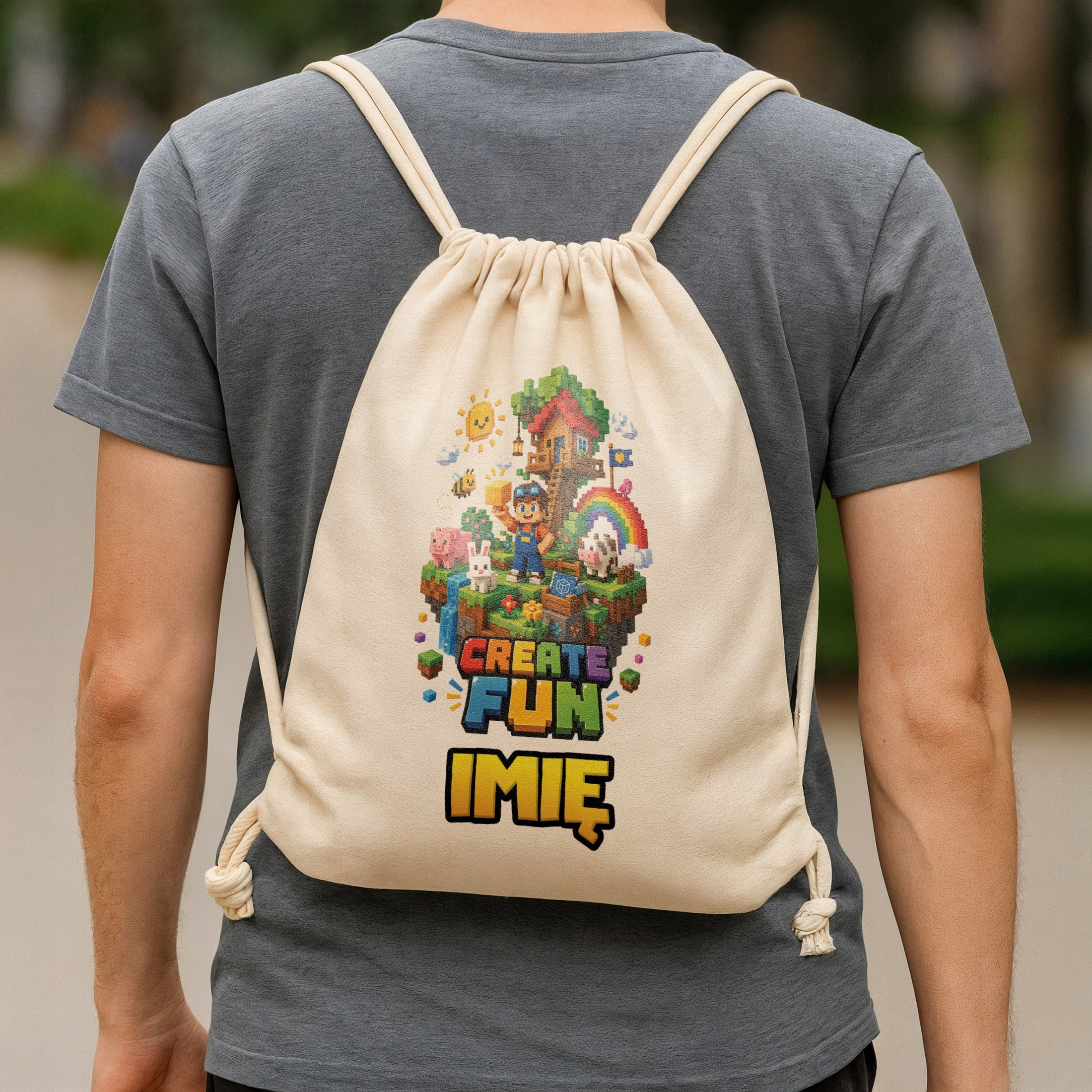 Zestaw Personalizowany Plecak Worek Kubek Czerwony gra Create Fun Prezent
