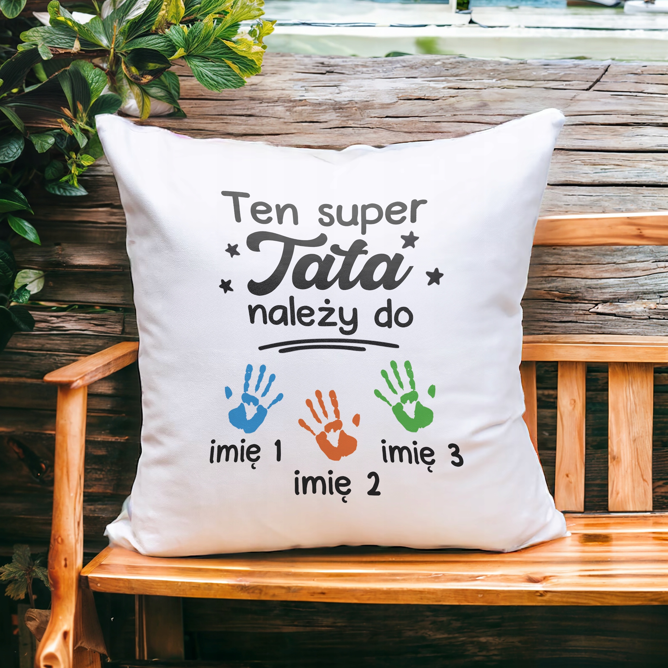 Poduszka personalizowana 38x38cm Dzień Ojca Tata Należy Do 3 Dzieci