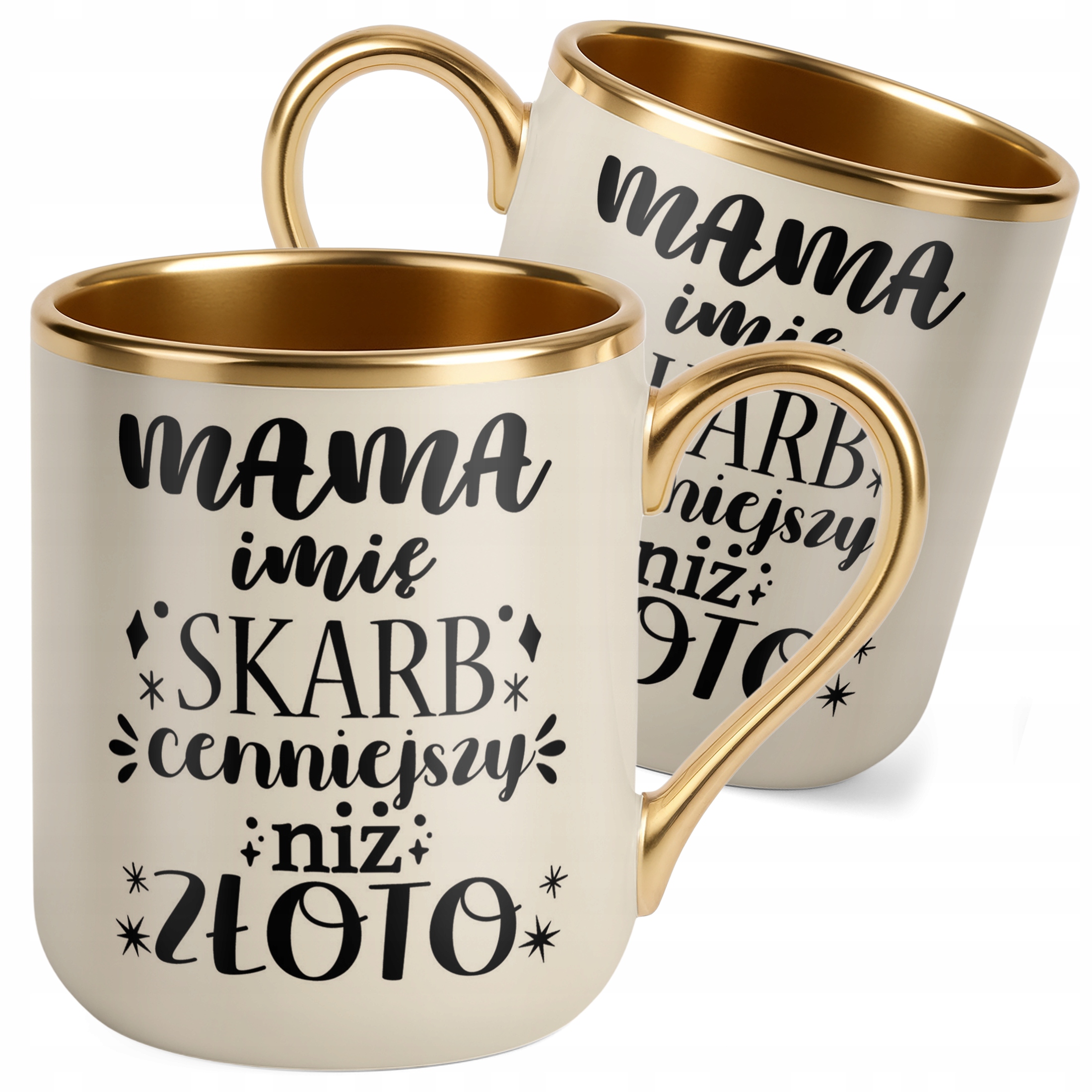 Kubek Premium Złoty Ecru Personalizowany Dzień Matki Dla Mamy
