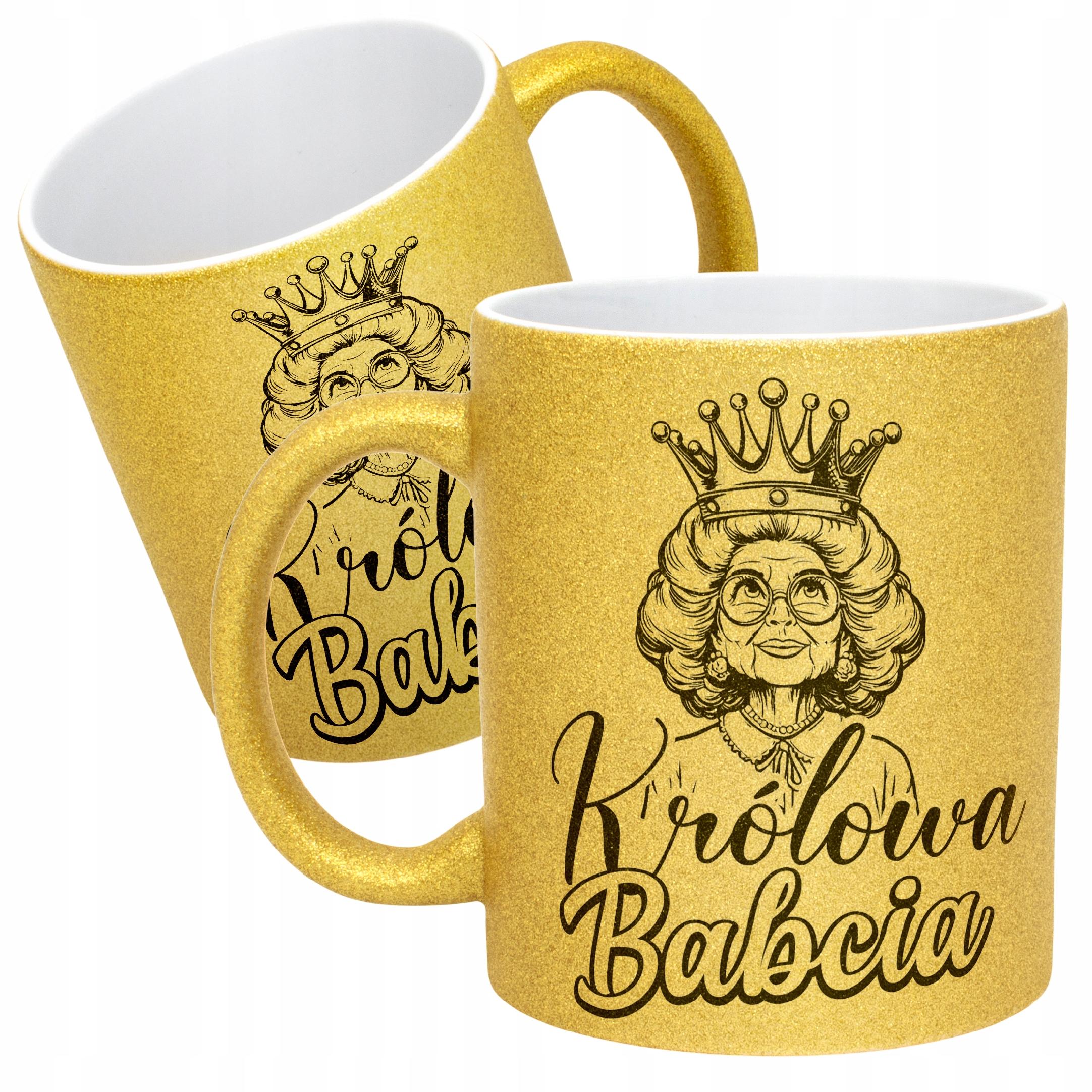 Złoty kubek brokatowy Dzień Babci Dla Babci Prezent Upominek