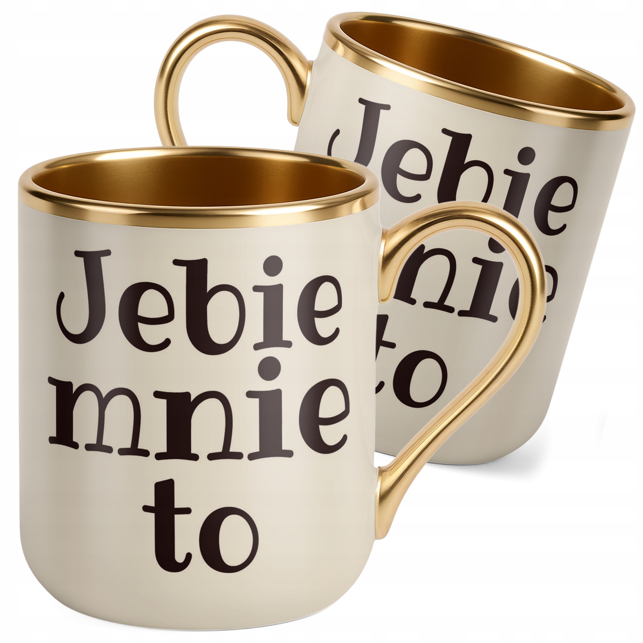 Kubek Premium Złoty Ecru Jeb*e Mnie To Śmieszny Prezent