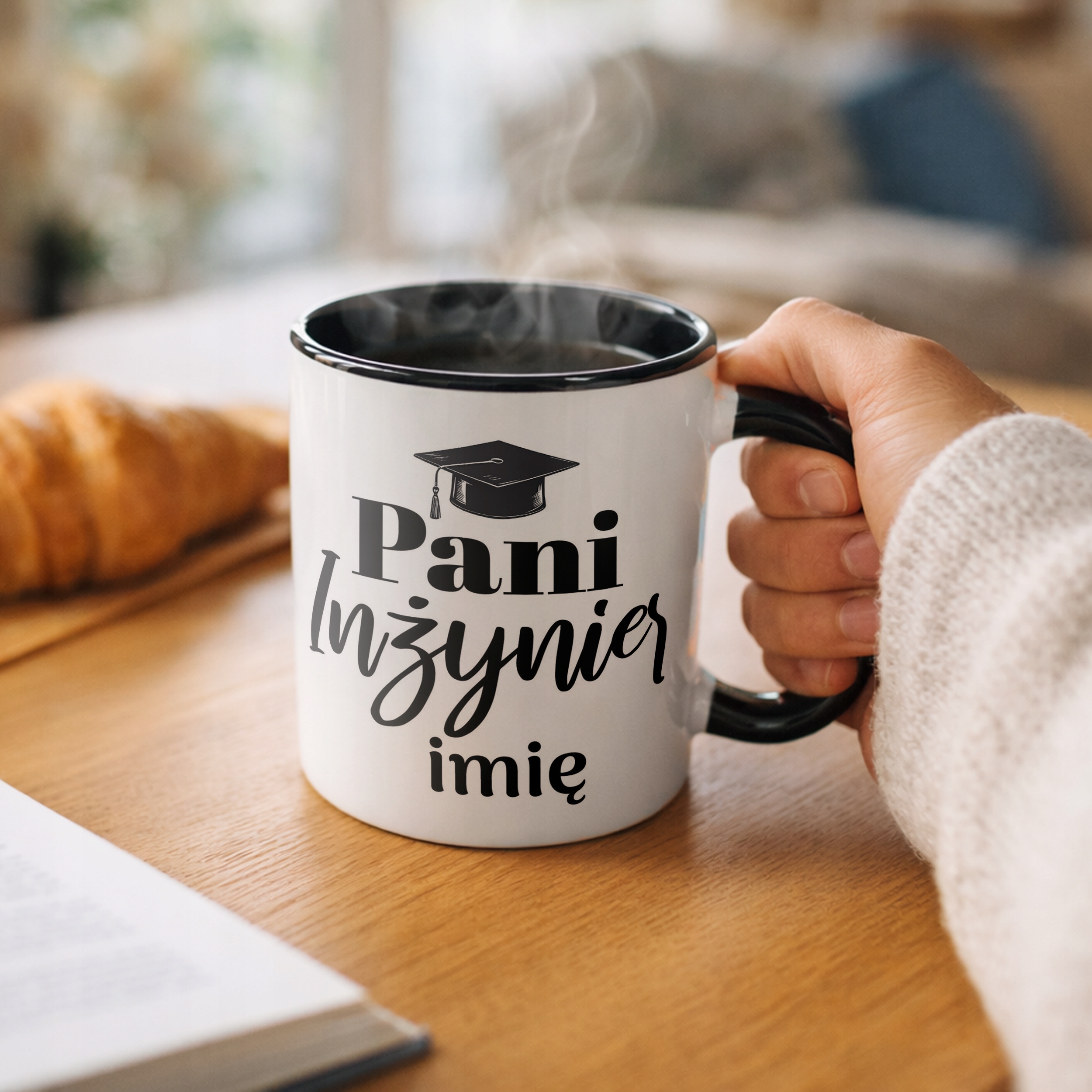 Kubek Czarny Personalizowany Pani Inżynier Prezent Upominek