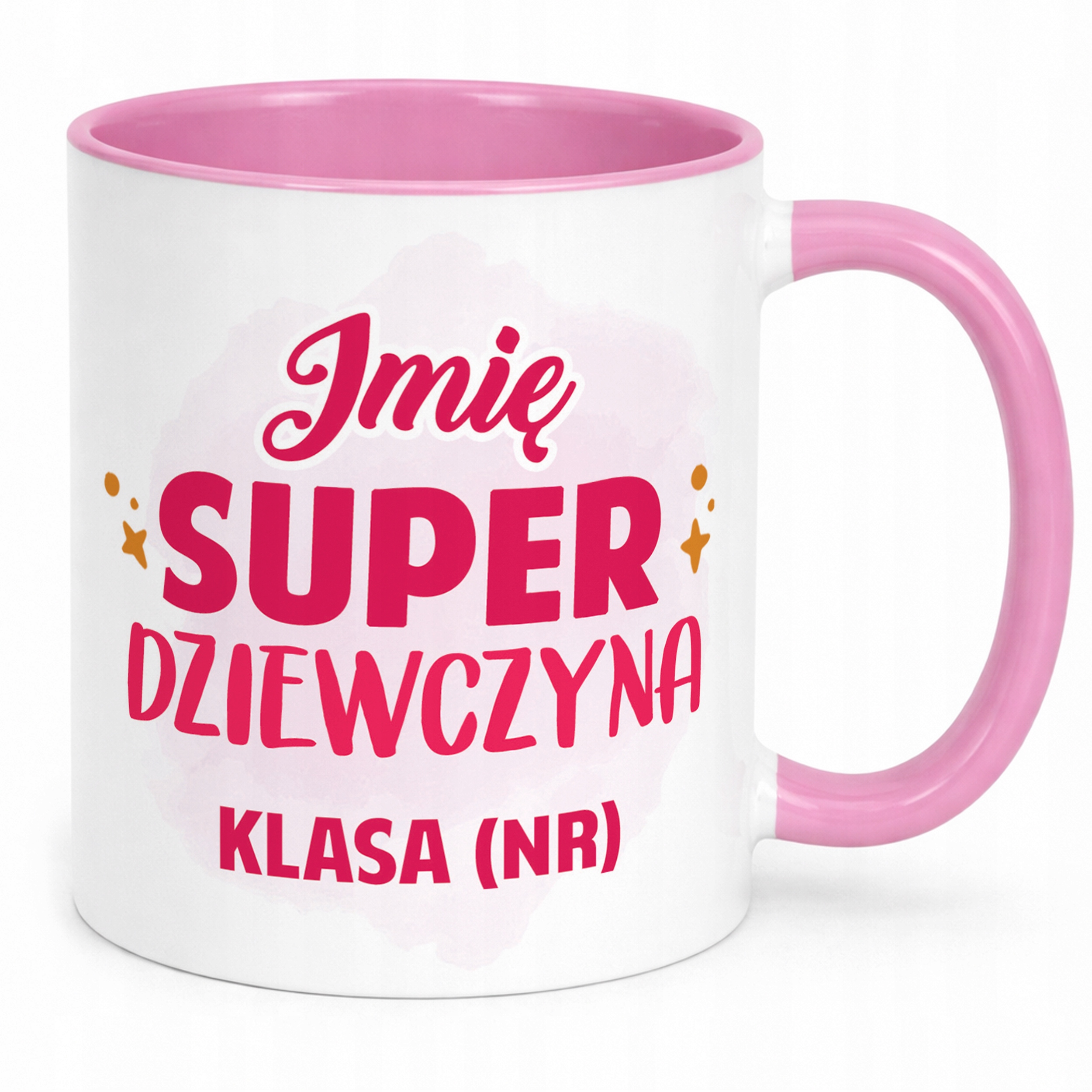 Kubek Różowy Z Imieniem Klasa Dzień Kobiet Dla Dziewczynki Prezent