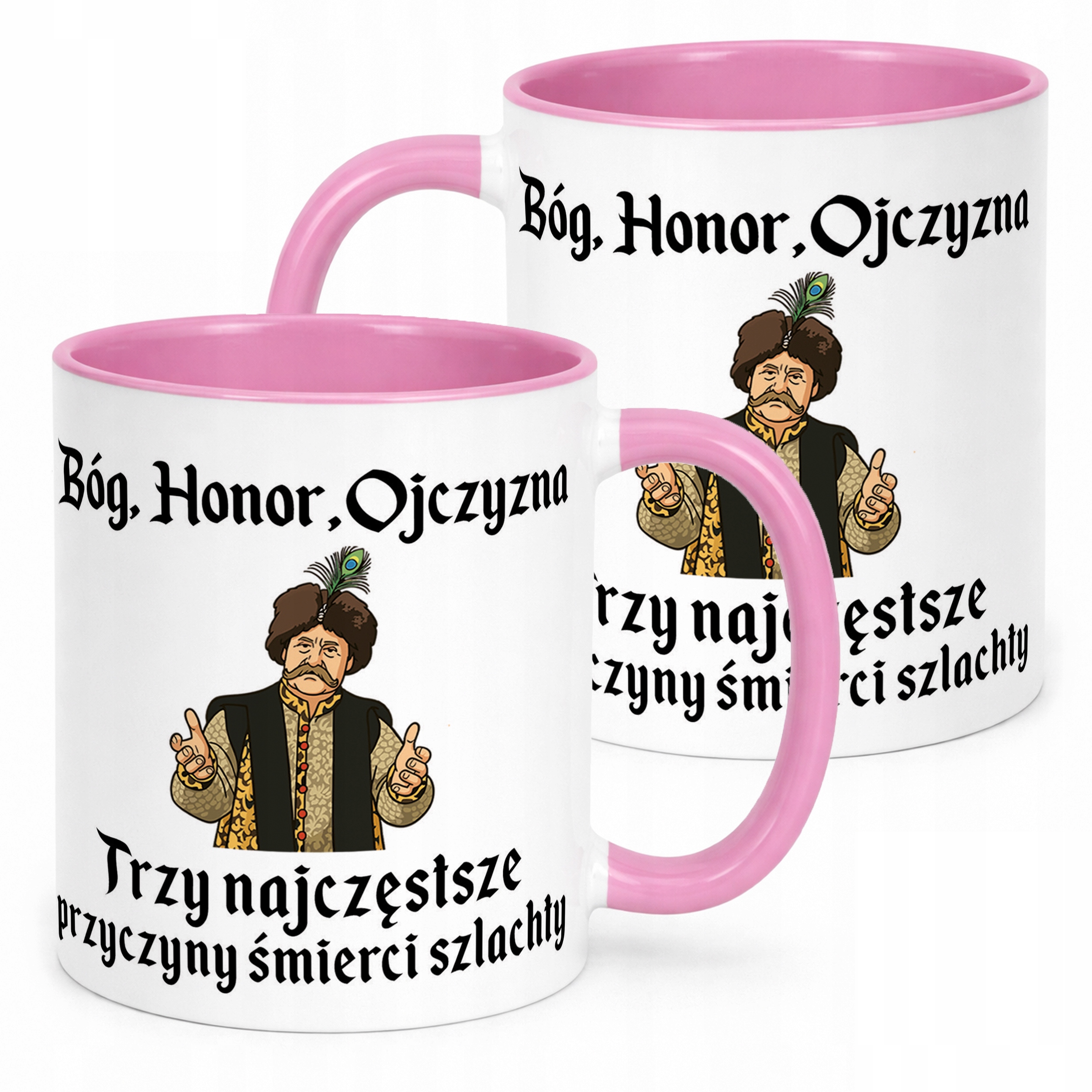 Kubek Różowy 1670 Bóg Honor Ojczyzna Jan Paweł Prezent
