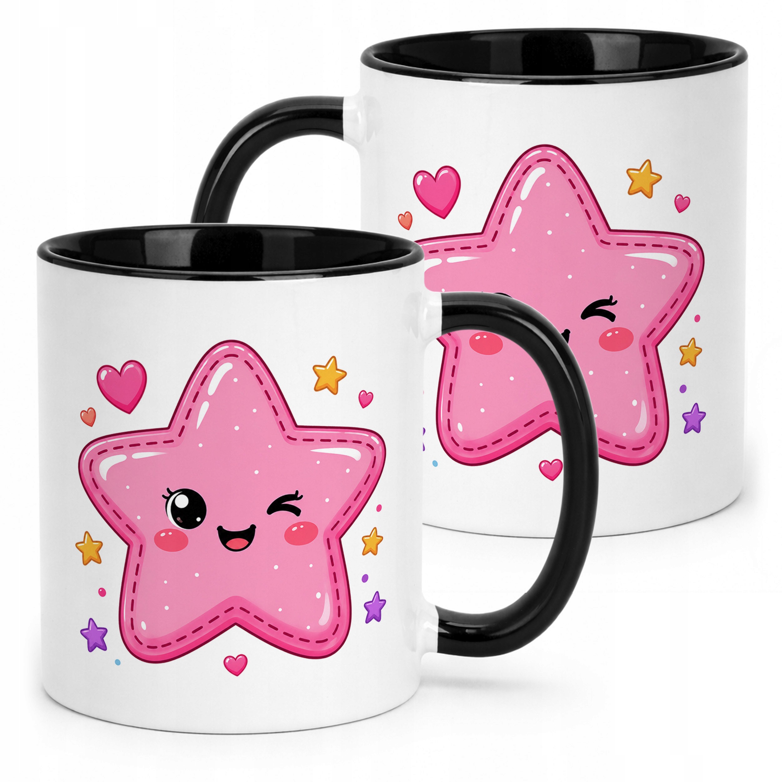 Kubek Czarny z nadrukiem Kawaii Gwiazdka Dla Dzieci Prezent Upominek