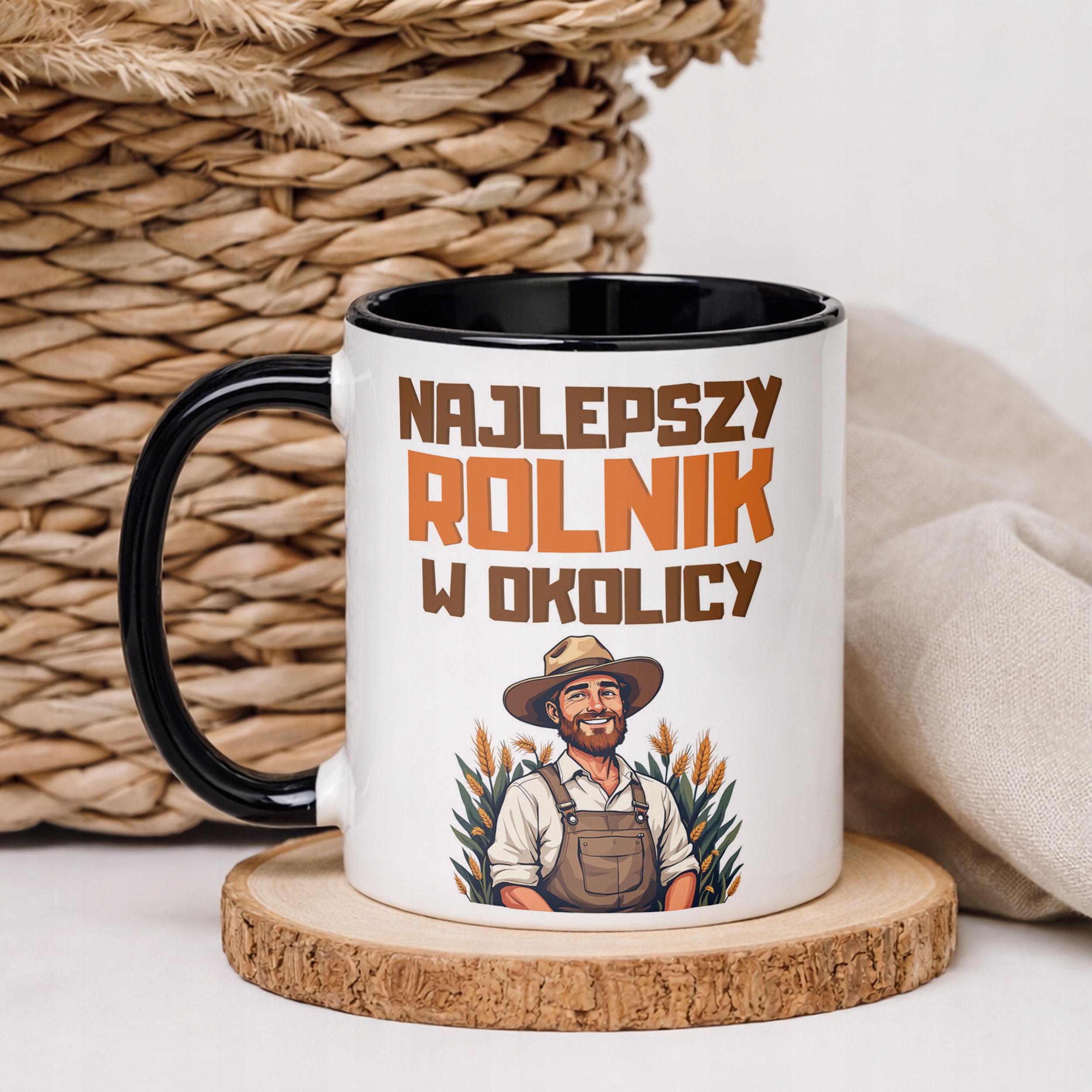 Kubek Czarny Rolnik Dla Rolnika Traktor Zabawny Prezent Upominek