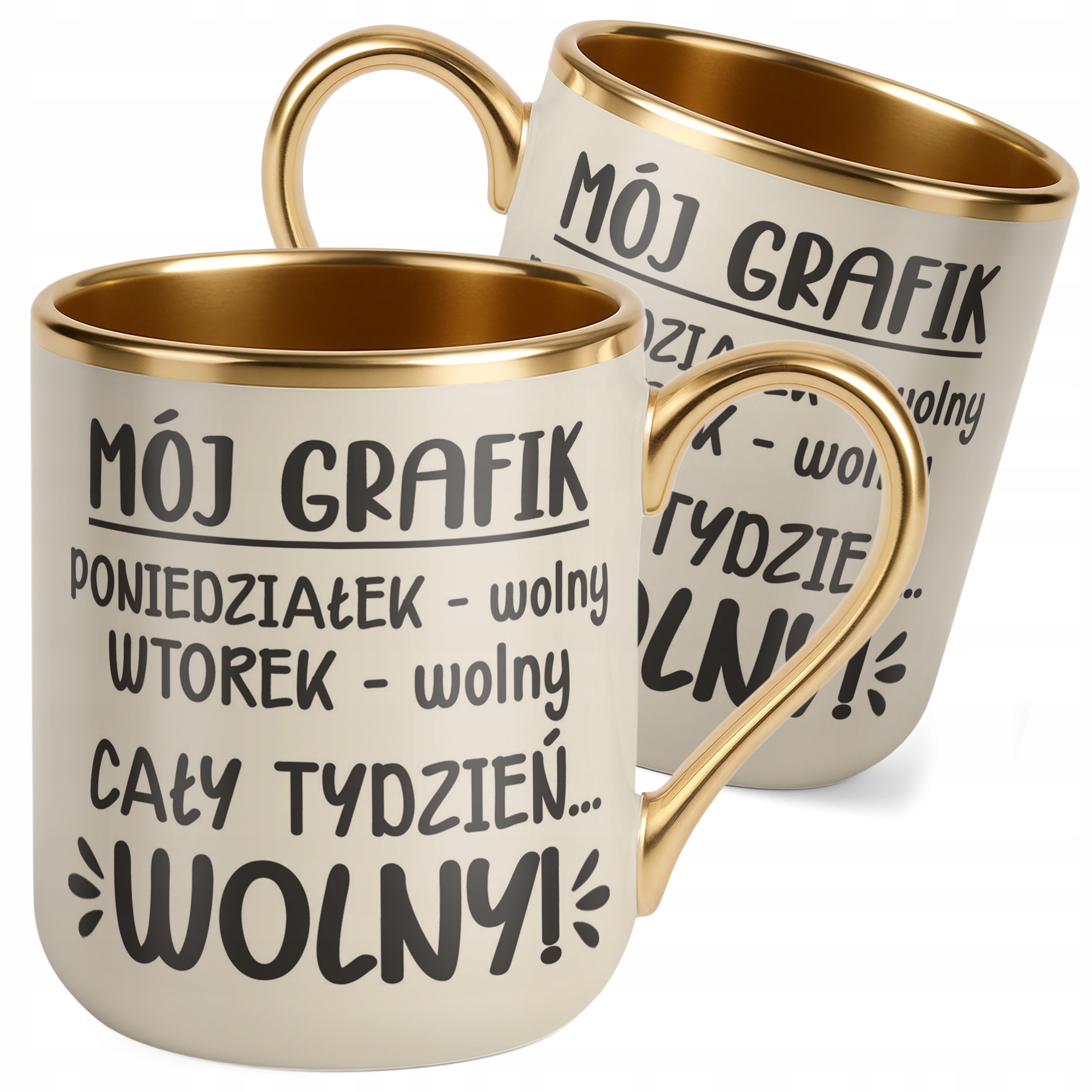 Kubek Premium Złoty Ecru Z okazji Emerytury Dla Emeryta Emerytki Prezent