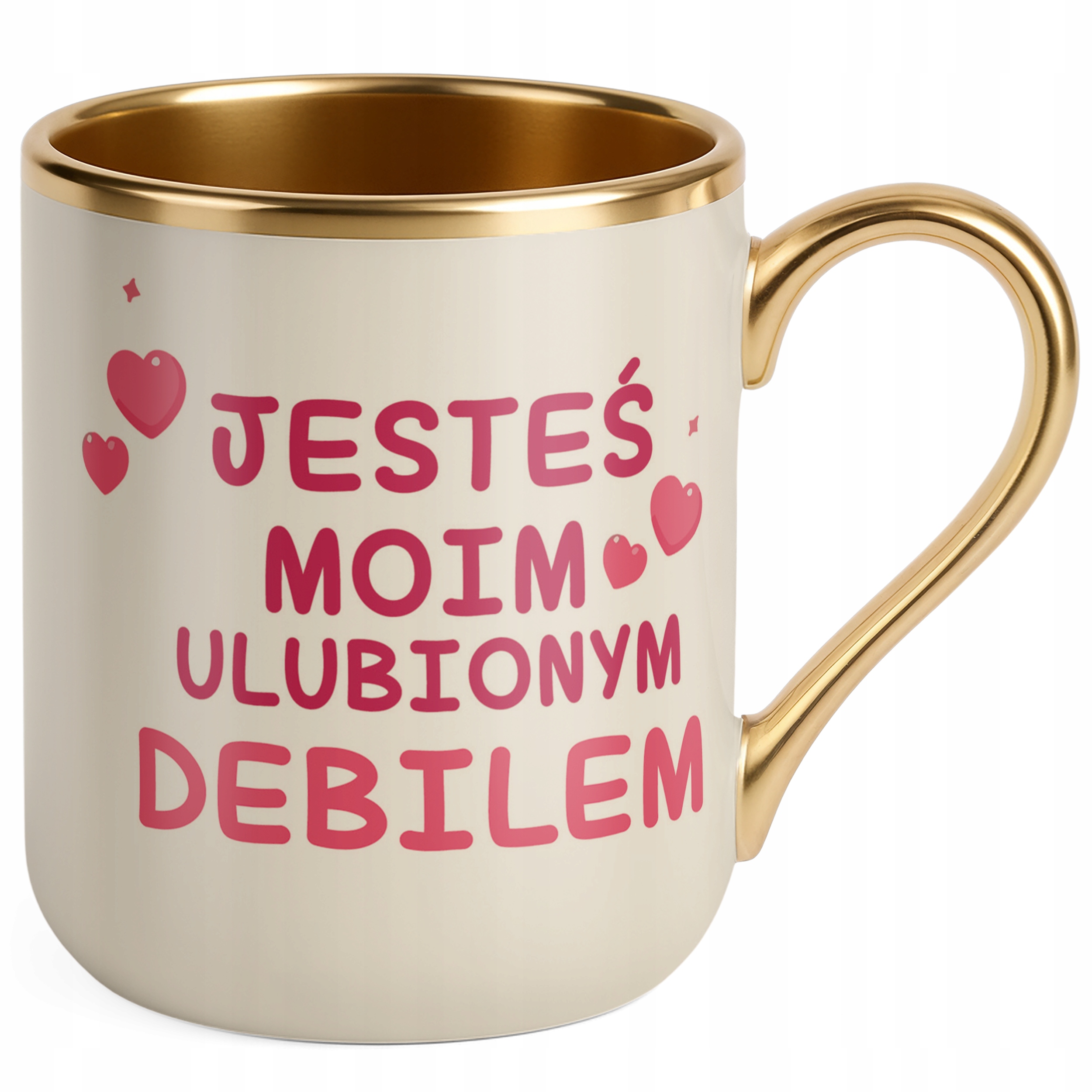 Kubek Premium Złoty Ecru Na Walentynki Kocham Cię Prezent Upominek