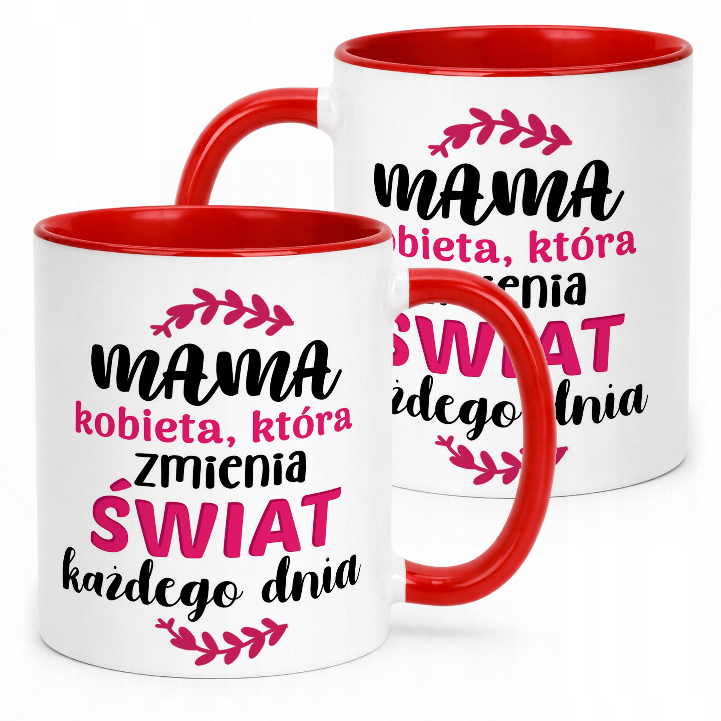 Kubek Czerwony Dzień Matki Dla Mamy Prezent Kobieta Która Zmienia Świat