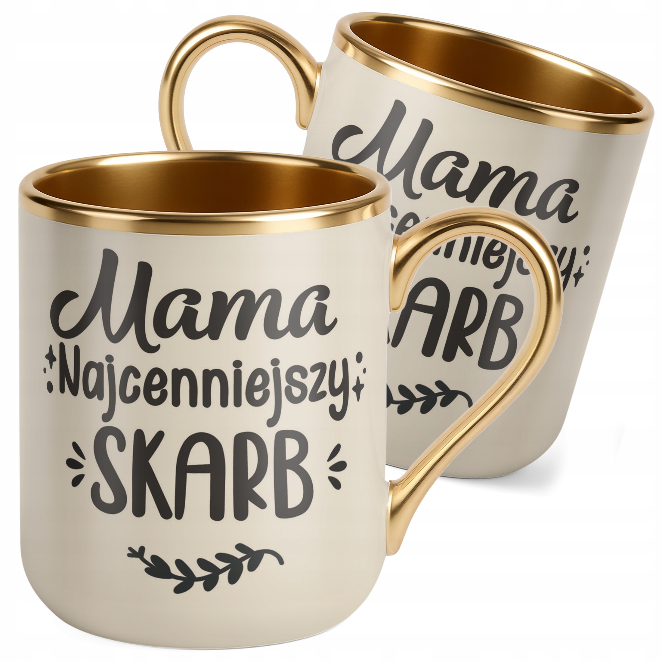 Kubek Premium Złoty Ecru Dzień Matki Prezent Mama Najcenniejszy Skarb