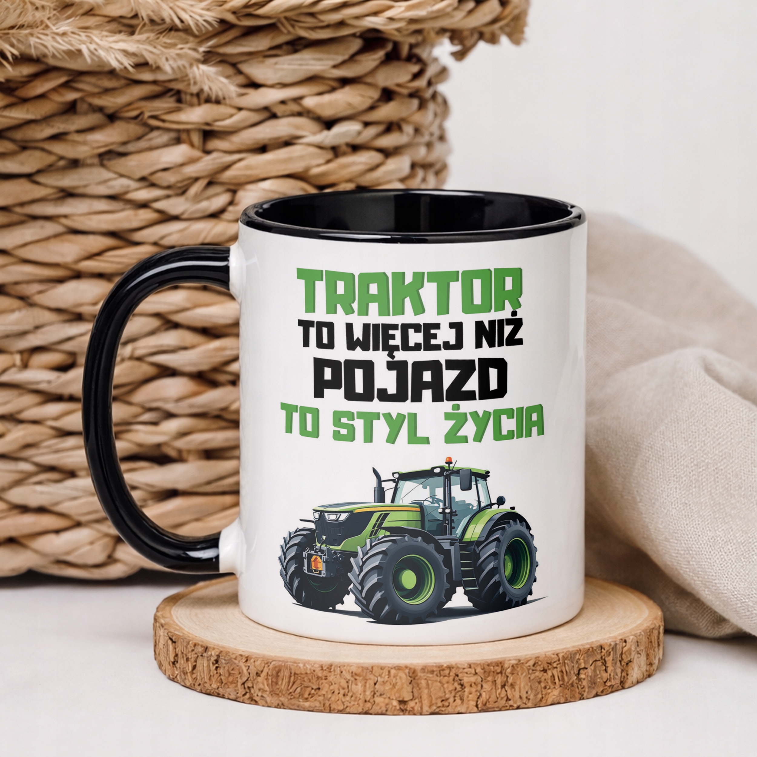 Kubek Czarny Rolnik Dla Rolnika Traktor Zabawny Prezent Upominek