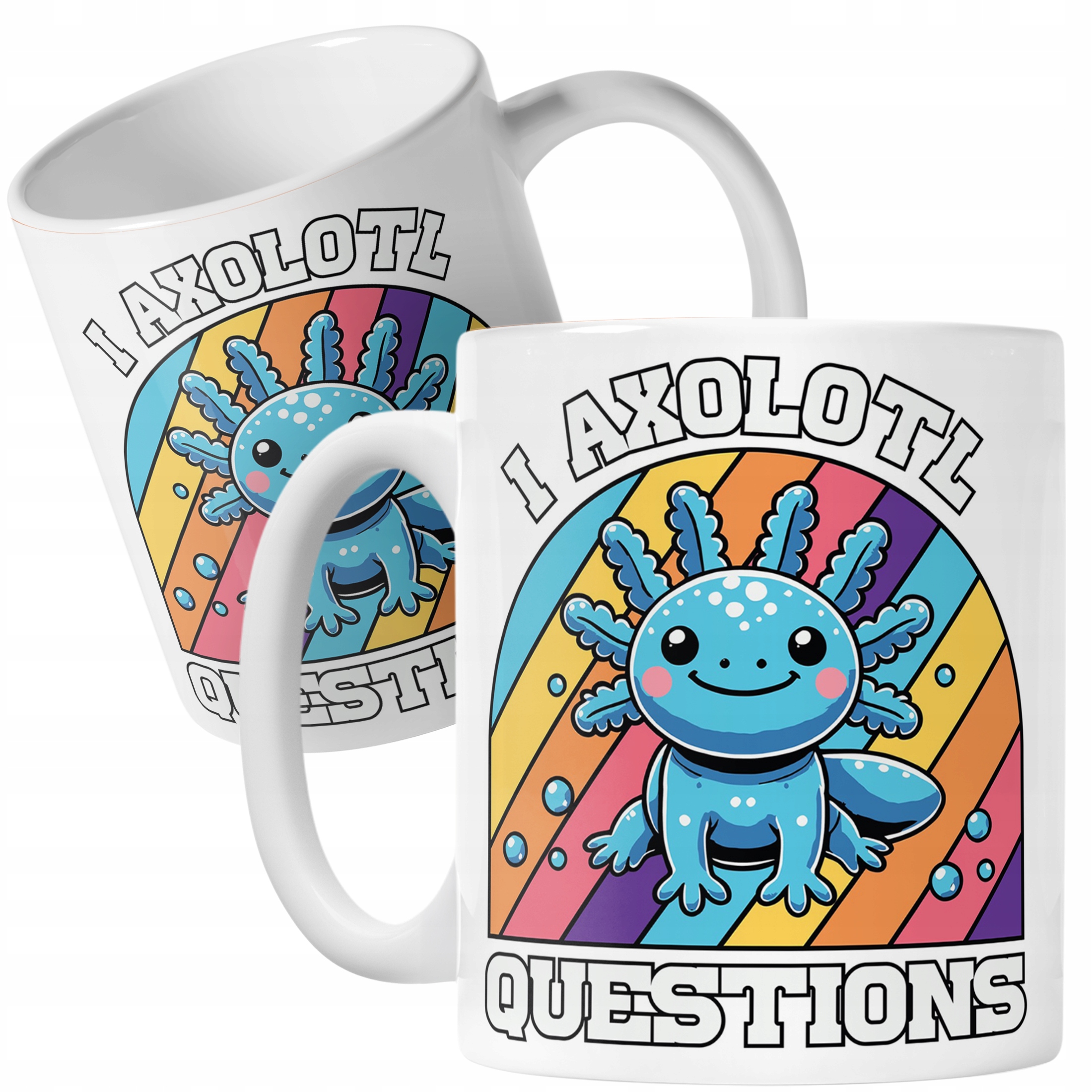 Kubek biały 330ml nadruk Aksolotl Axolotl Pixel Gra Różowy Zwierzak Trend