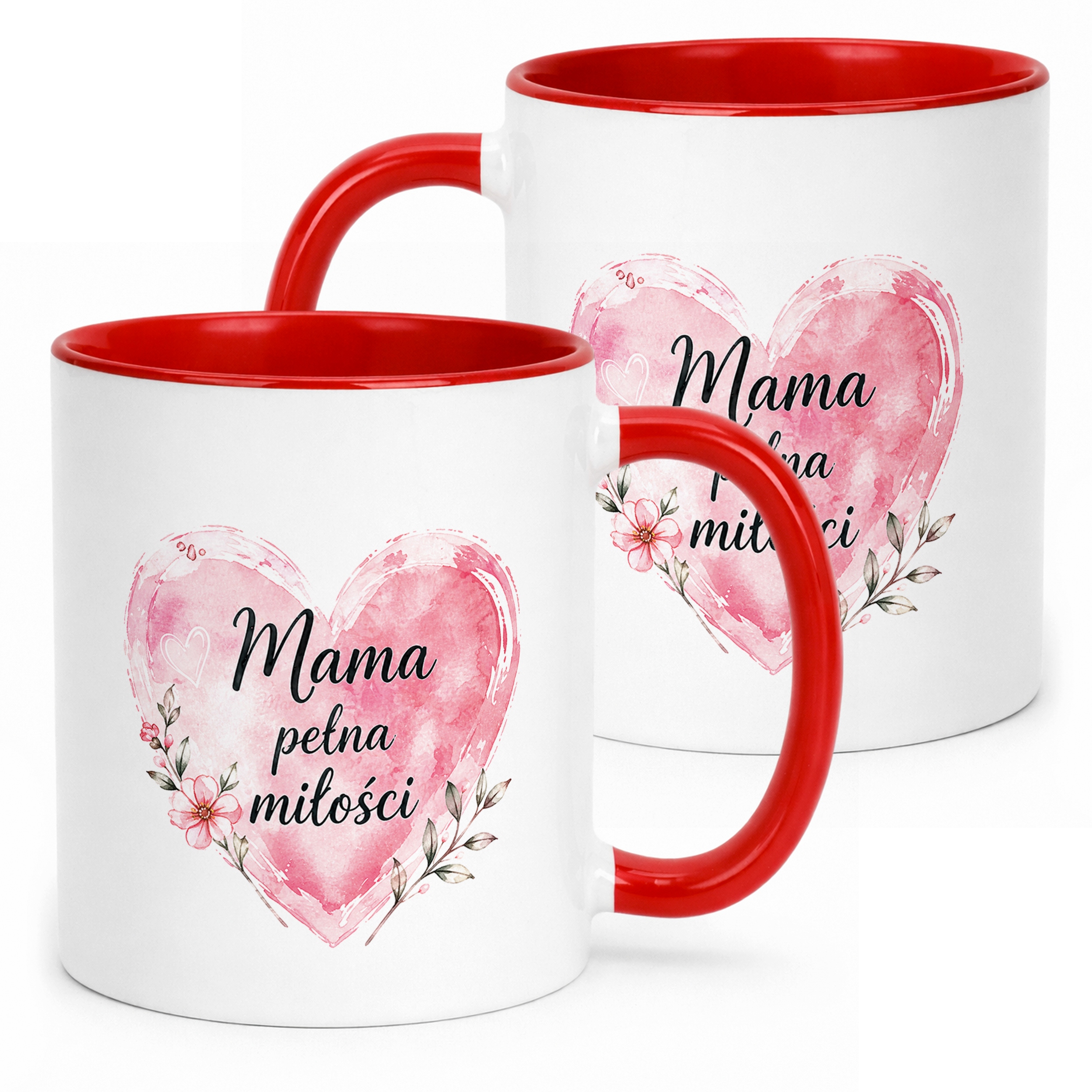 Kubek czerwony prezent dla mamy na Dzień Matki miły upominek dla mamy